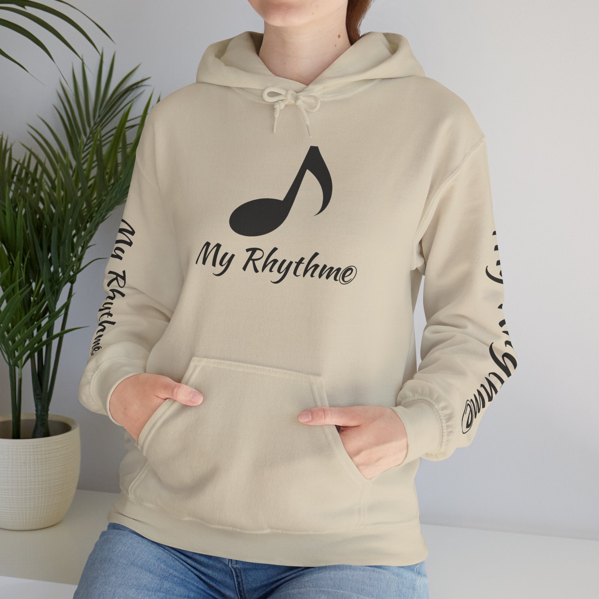 Rhythmic Note Hoodie — "My Rhythme" Music-Inspired Pullover