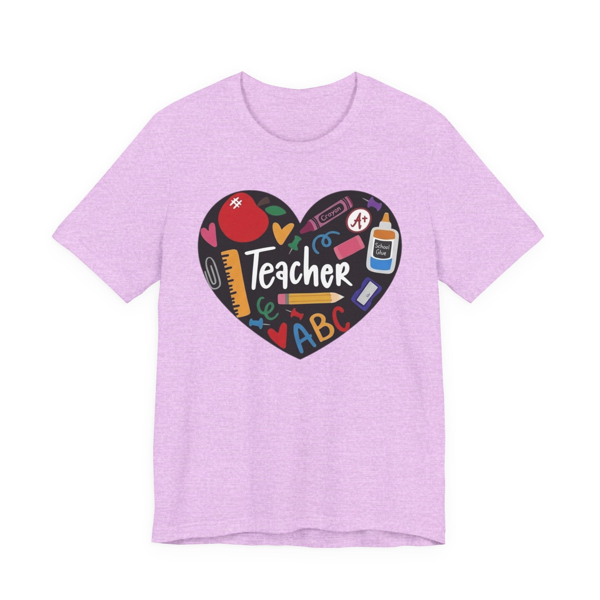 Teacher Heart Graphic Tee — Cute School Supply Design