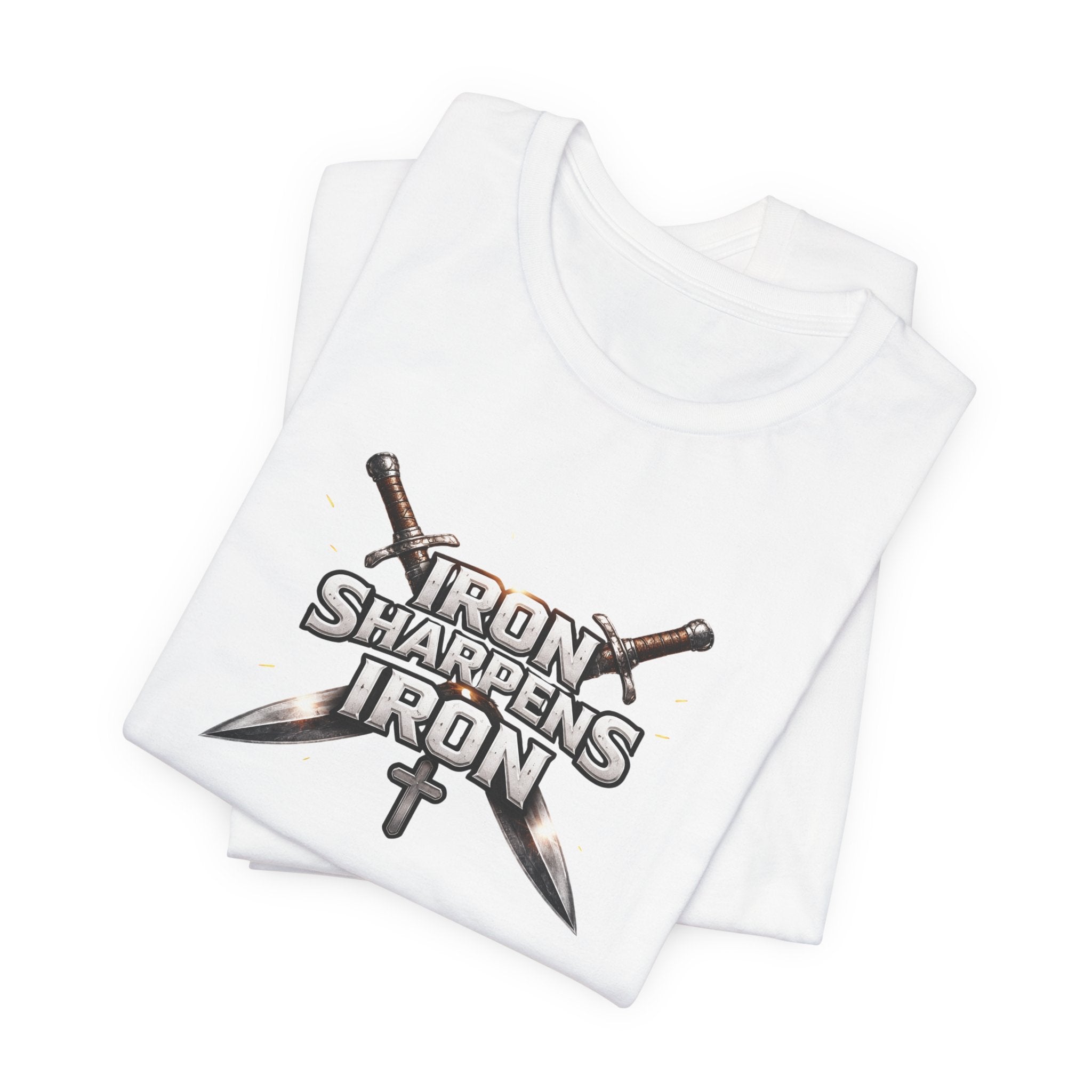 Iron Sharpens Iron T-Shirt — Christian Faith Cross & Swords Tee