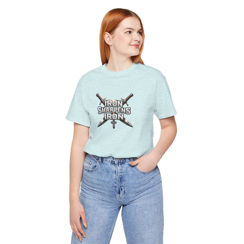 Iron Sharpens Iron T-Shirt — Christian Faith Cross & Swords Tee