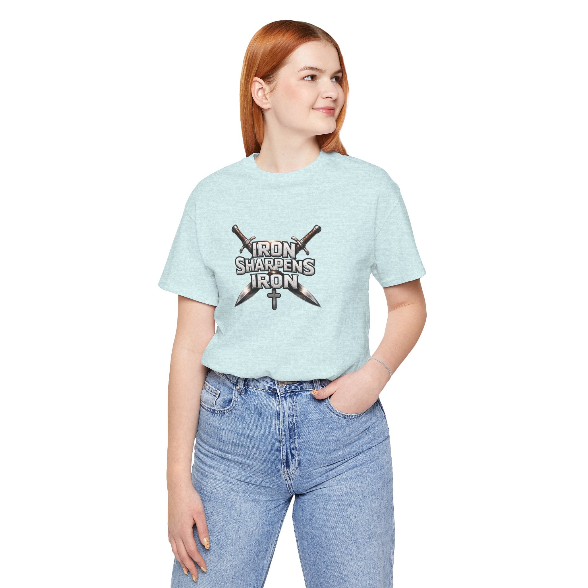 Iron Sharpens Iron T-Shirt — Christian Faith Cross & Swords Tee