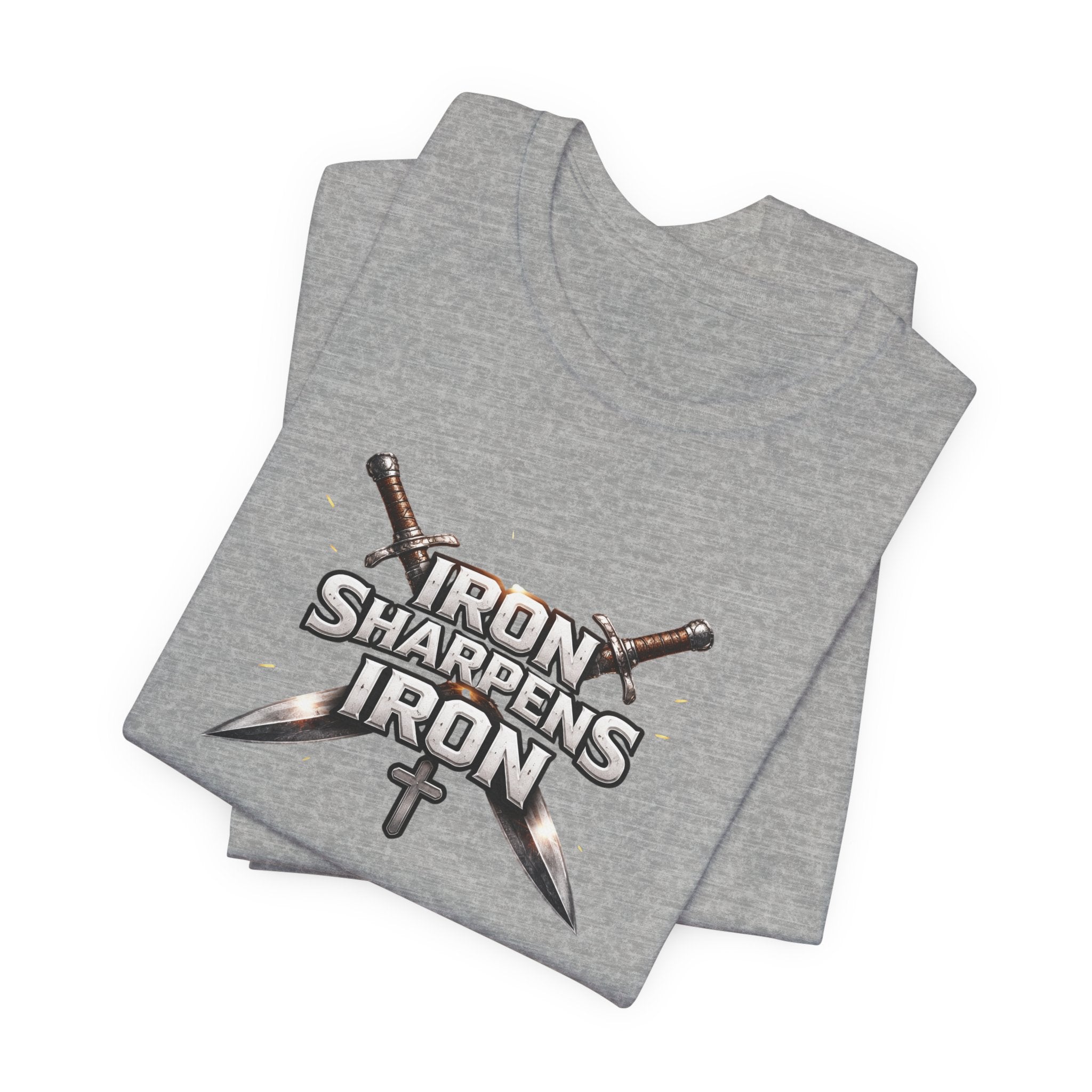 Iron Sharpens Iron T-Shirt — Christian Faith Cross & Swords Tee