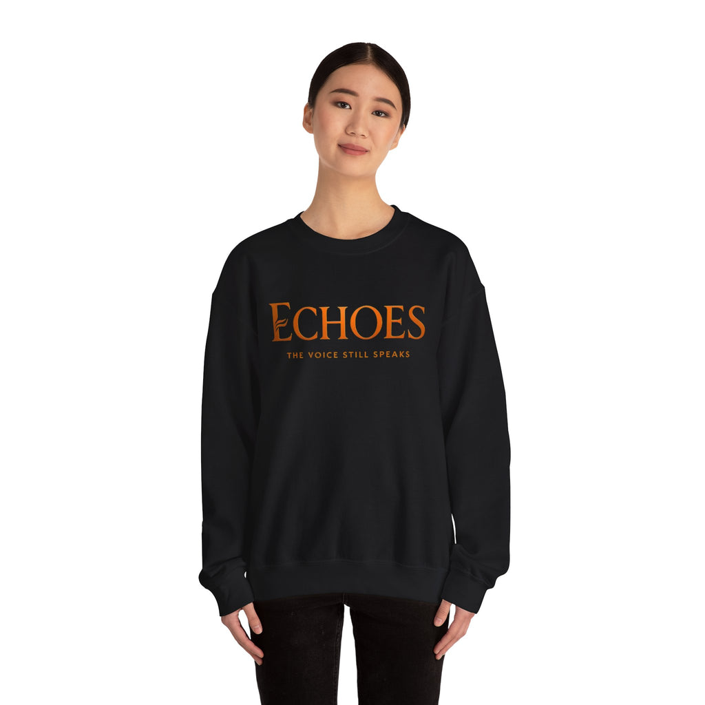 Echoes Crewneck Sweatshirt — "Echoes: The Voice Still Speaks" Minimal Graphic