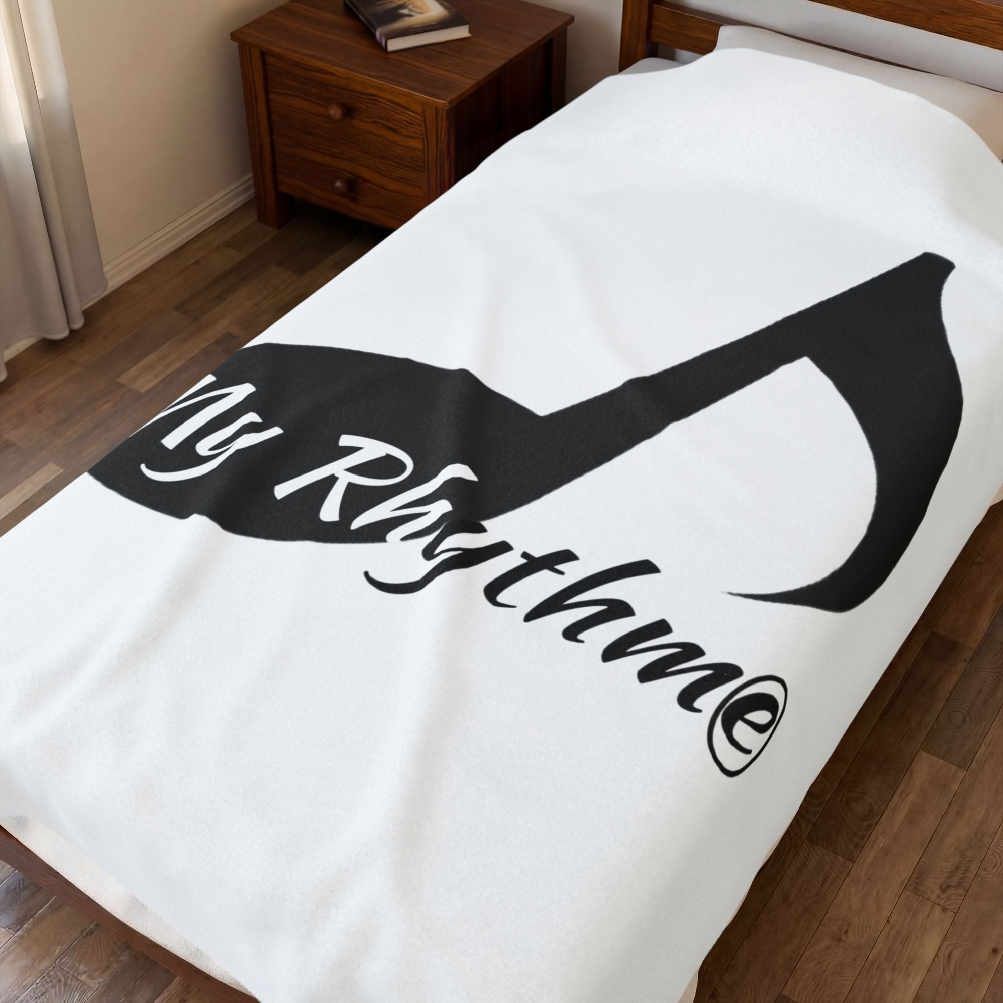 Velveteen Plush Blanket — "My Rhythme" Music Note Cozy Throw for Musicians & Music Lovers