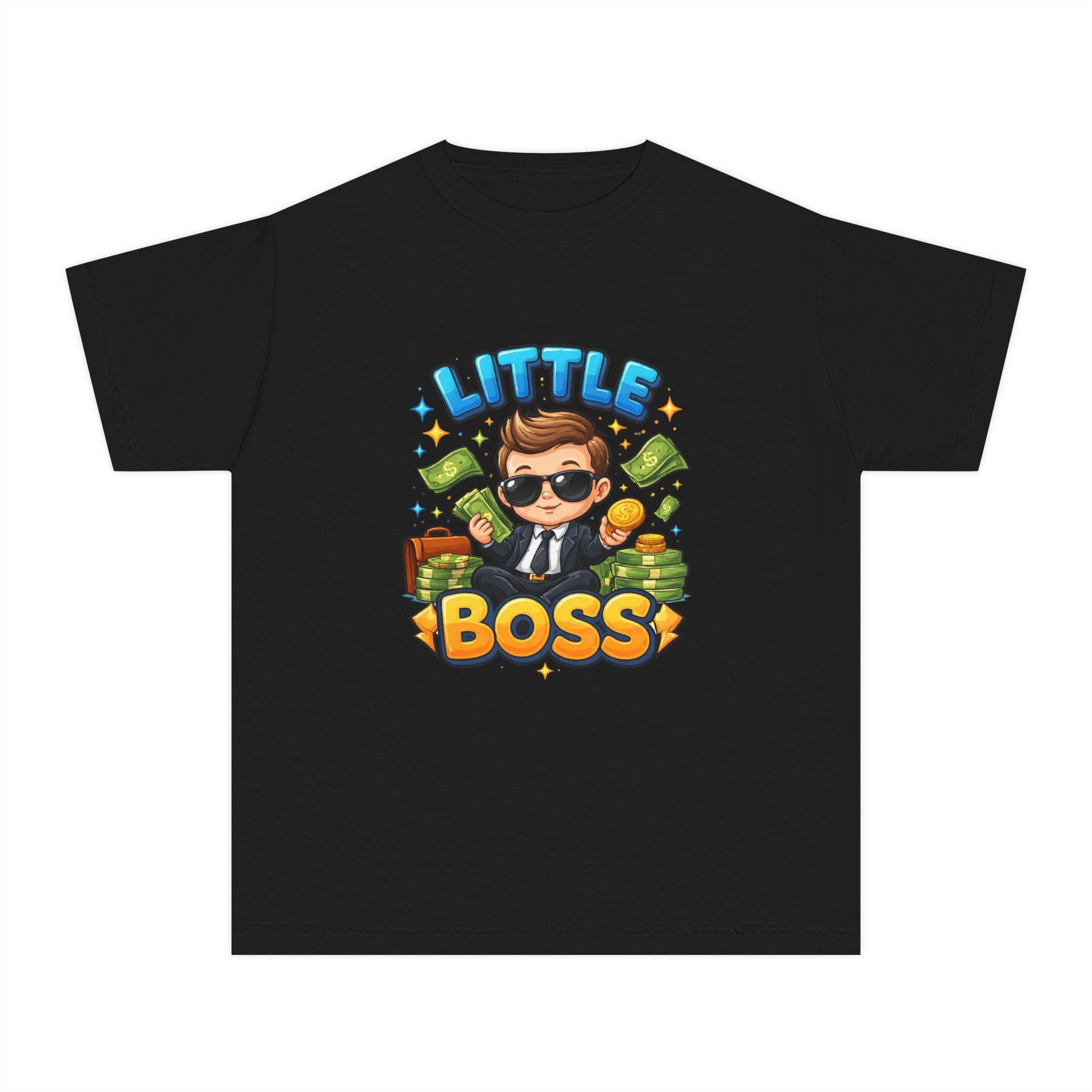 Little Boss Kids T‑Shirt — Cute Cartoon Kid in Suit Design