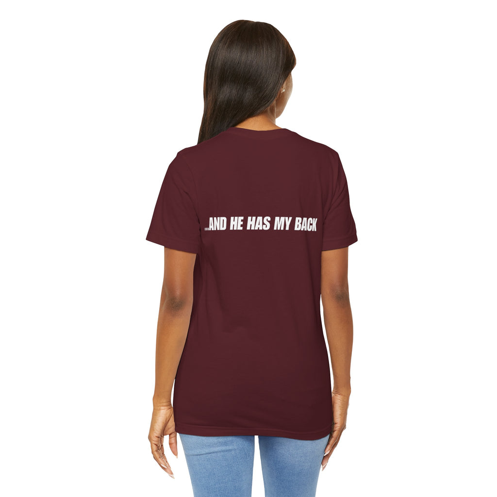 I'm Covered Tee — 'I'm Covered' Front & '...And He Has My Back' Back Christian Faith Shirt