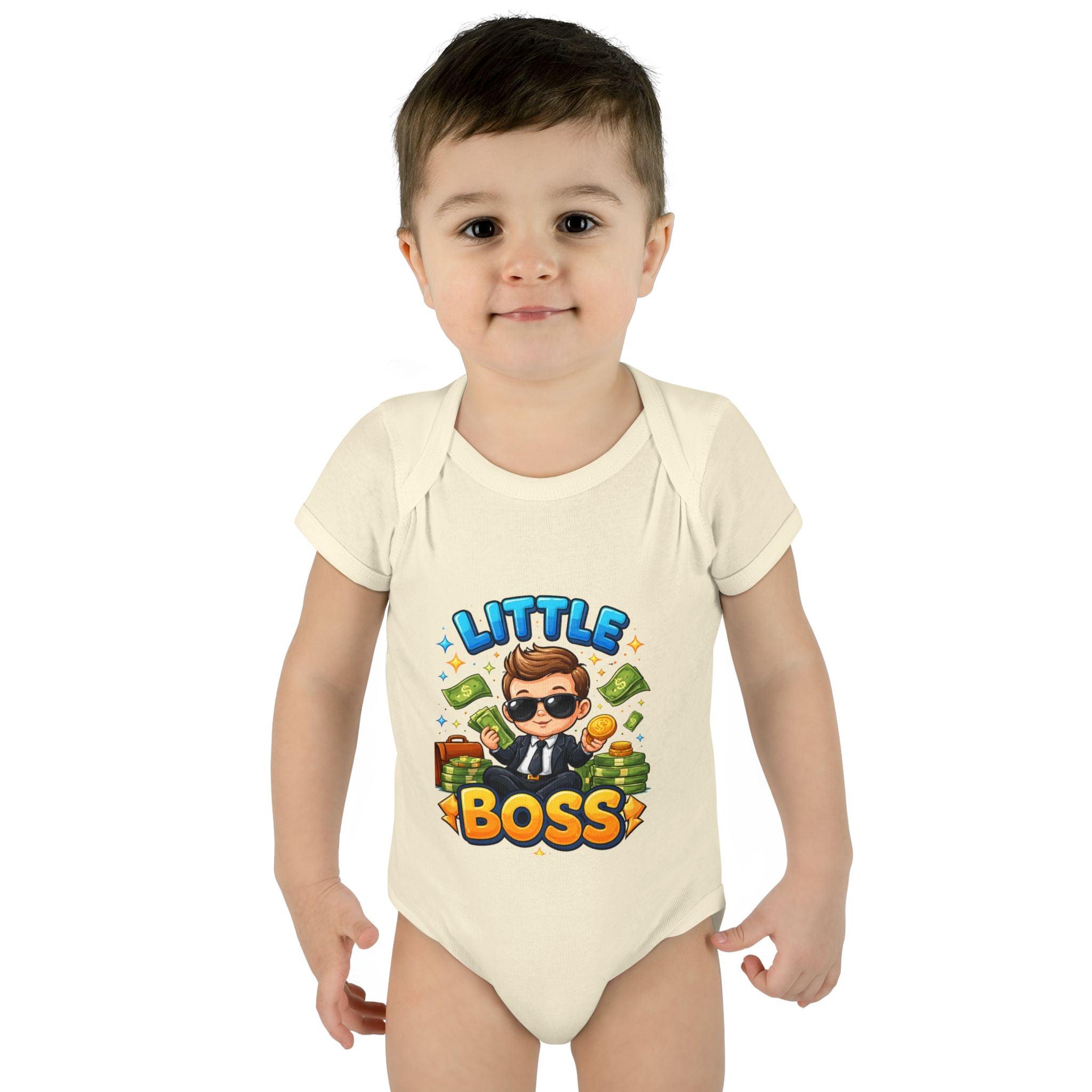 Little Boss Infant Bodysuit – Cute Baby Onesie with 'Little Boss' Cartoon Design
