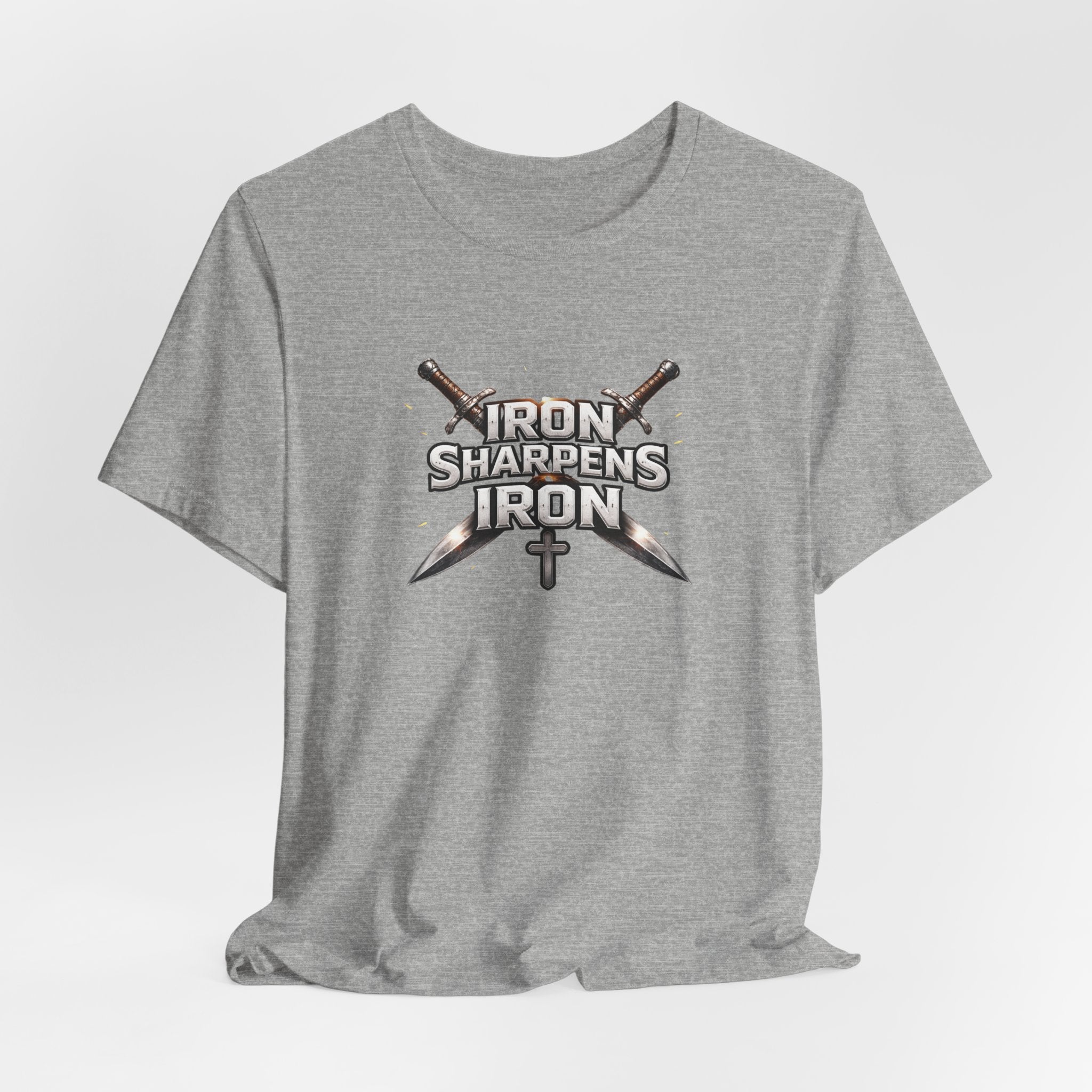 Iron Sharpens Iron T-Shirt — Christian Faith Cross & Swords Tee