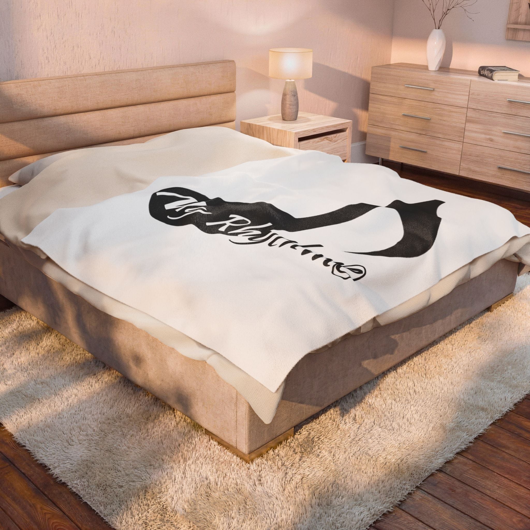 Velveteen Plush Blanket — "My Rhythme" Music Note Cozy Throw for Musicians & Music Lovers
