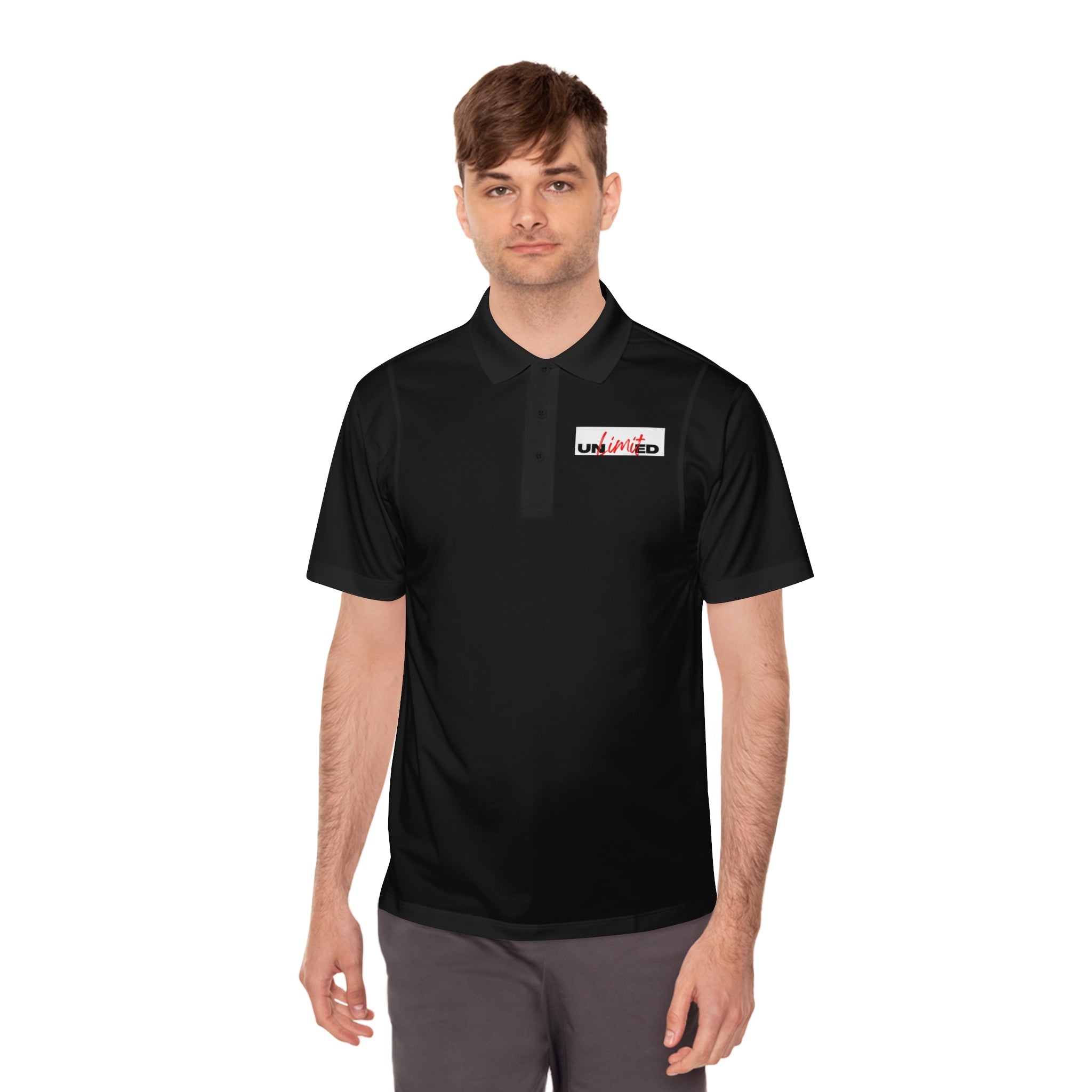 Unlimited Sport Polo — Men’s Performance Polo with 'Unlimited' Motivational Logo