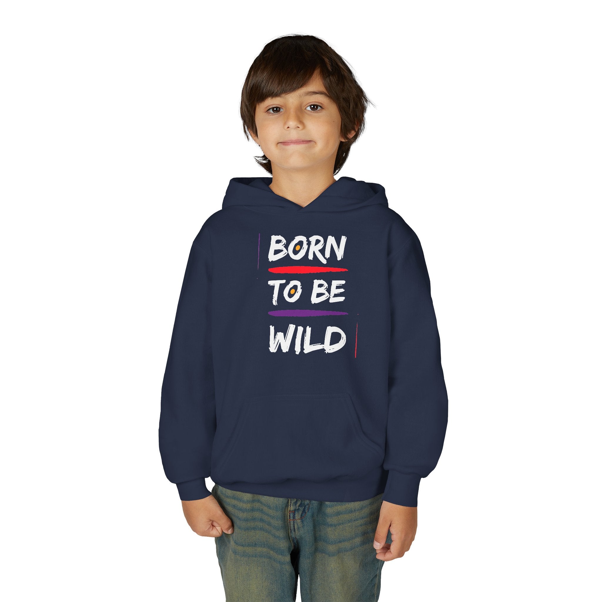Minimalist Sunrise Stripe Youth Hoodie — Colorful Abstract Graphic Kids Sweatshirt