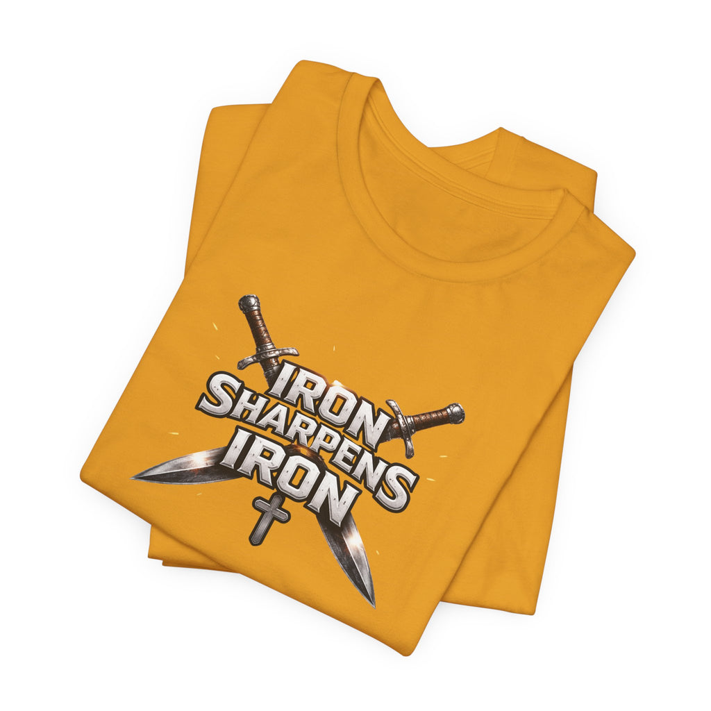 Iron Sharpens Iron T-Shirt — Christian Faith Cross & Swords Tee