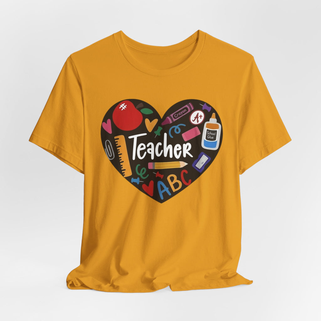 Teacher Heart Graphic Tee — Cute School Supply Design