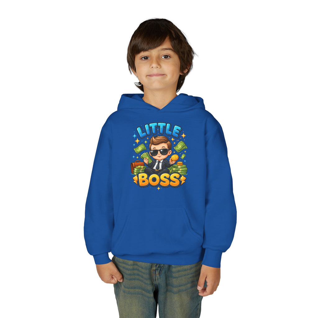 Youth Hoodie — "Little Boss" Cute Kid Money Cartoon Pullover
