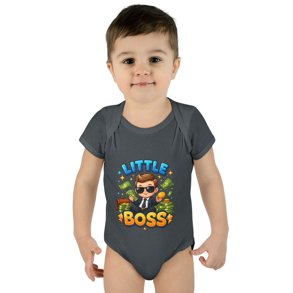Little Boss Infant Bodysuit – Cute Baby Onesie with 'Little Boss' Cartoon Design