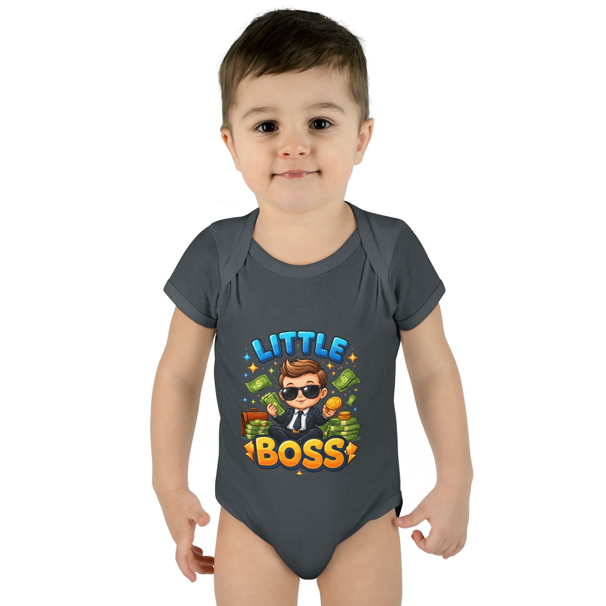Little Boss Infant Bodysuit – Cute Baby Onesie with 'Little Boss' Cartoon Design