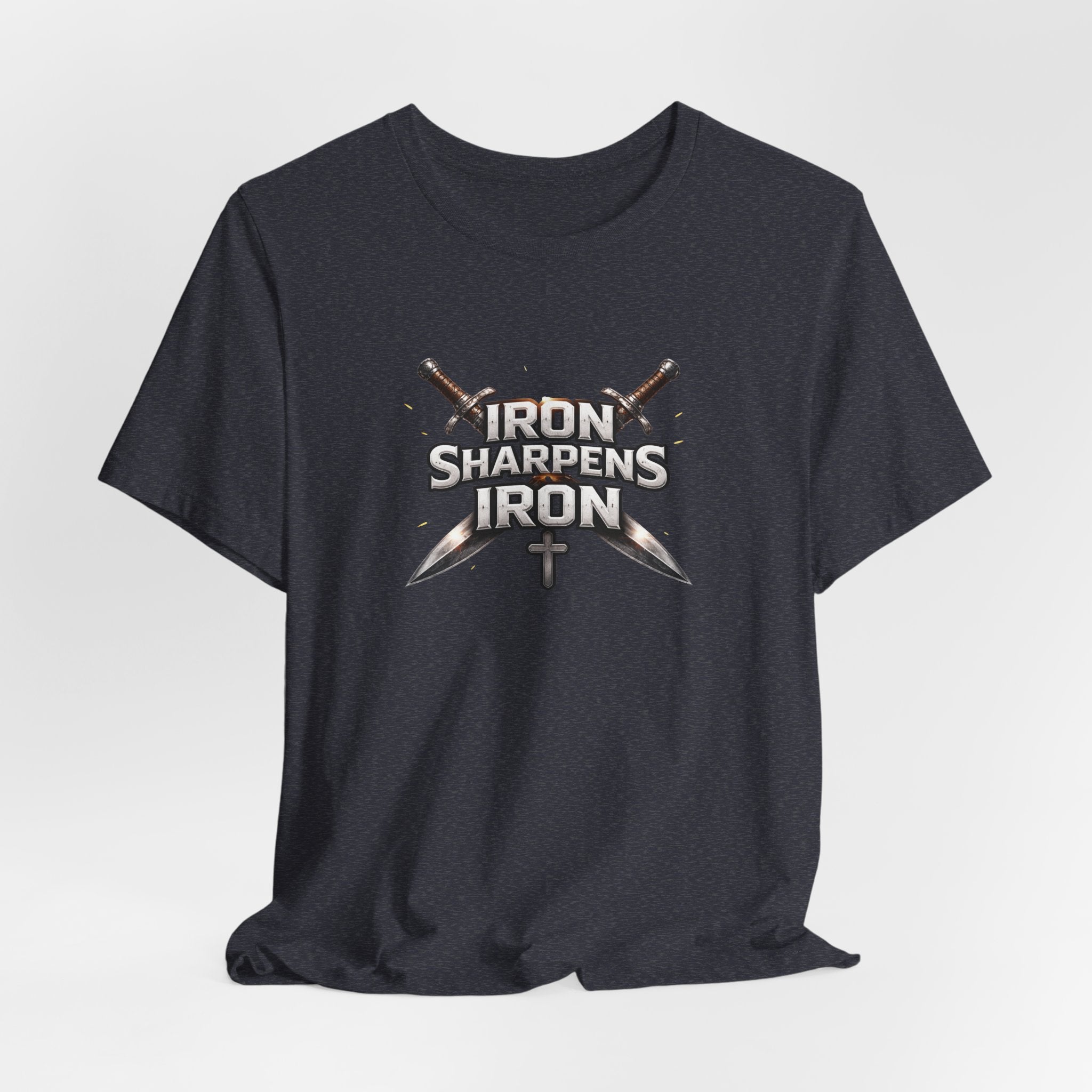 Iron Sharpens Iron T-Shirt — Christian Faith Cross & Swords Tee