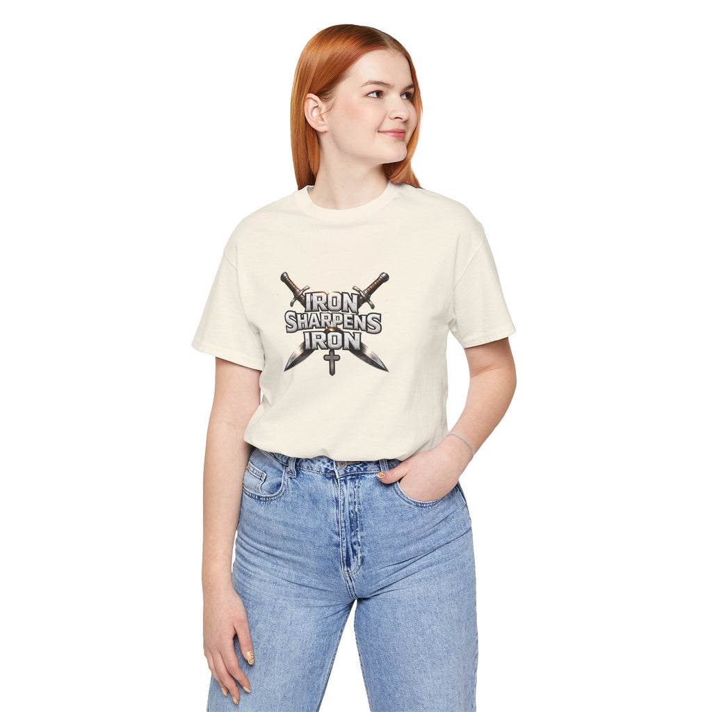 Iron Sharpens Iron T-Shirt — Christian Faith Cross & Swords Tee