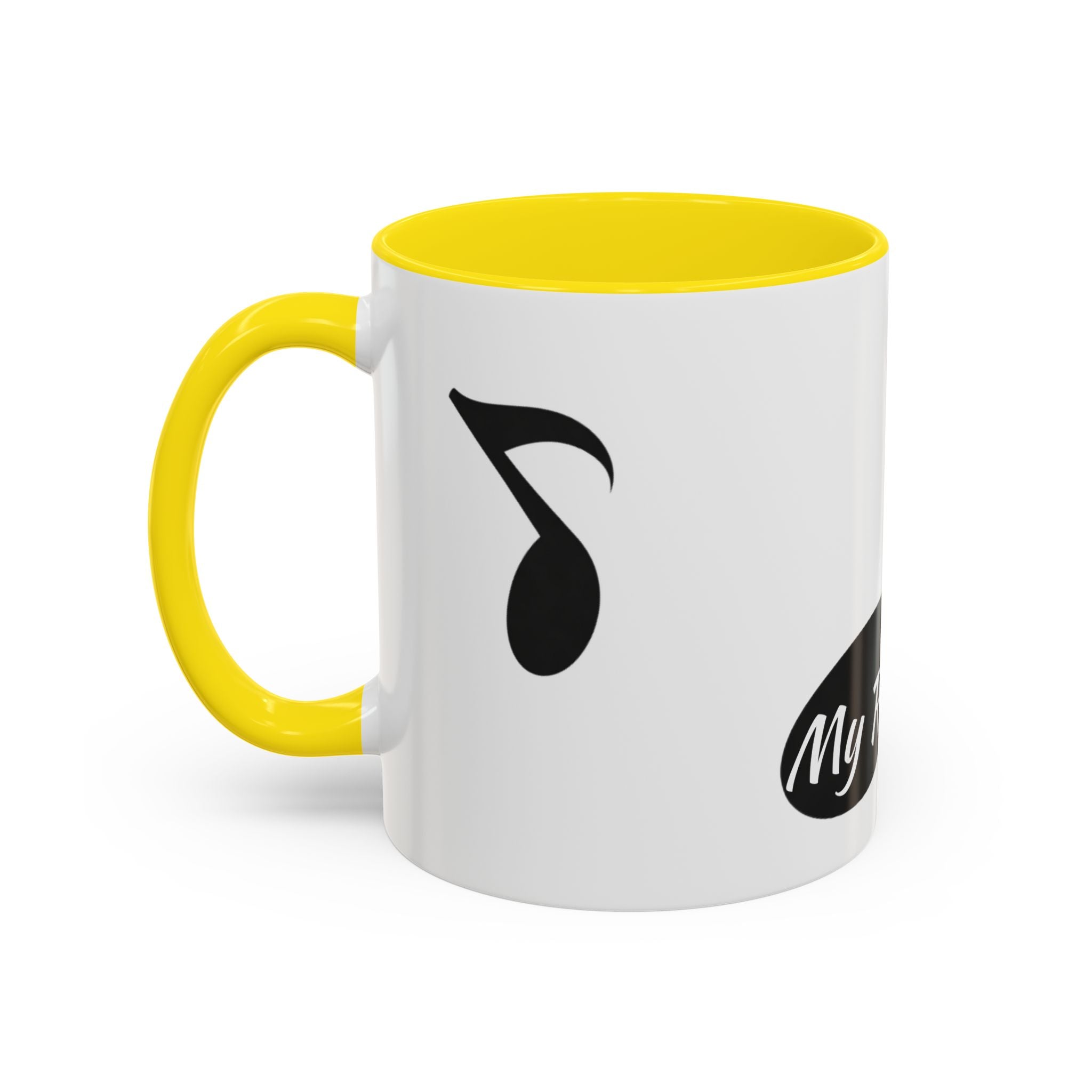 Music Note Accent Mug — "My Rhythmé" Pink Interior Coffee Mug