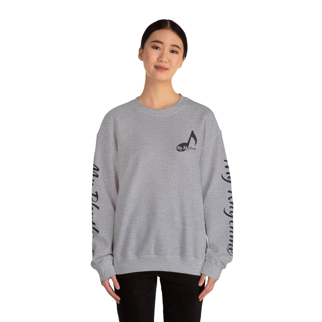 Music Note Crewneck Sweatshirt — "My Rhythme" Graphic for Musicians & Music Lovers