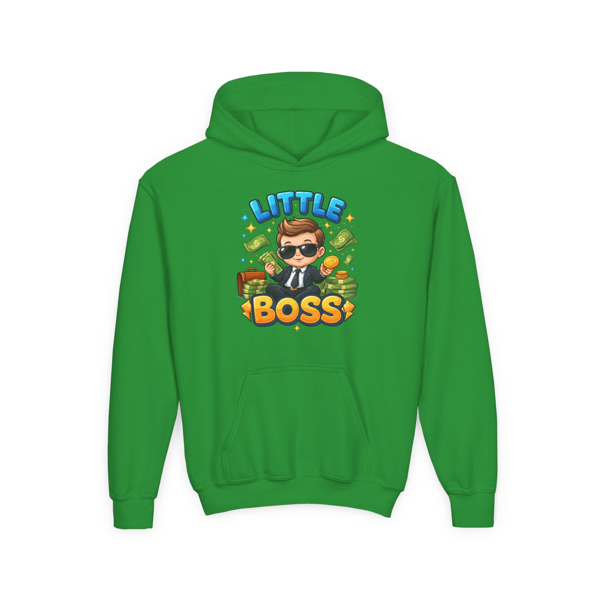 Youth Hoodie — "Little Boss" Cute Kid Money Cartoon Pullover