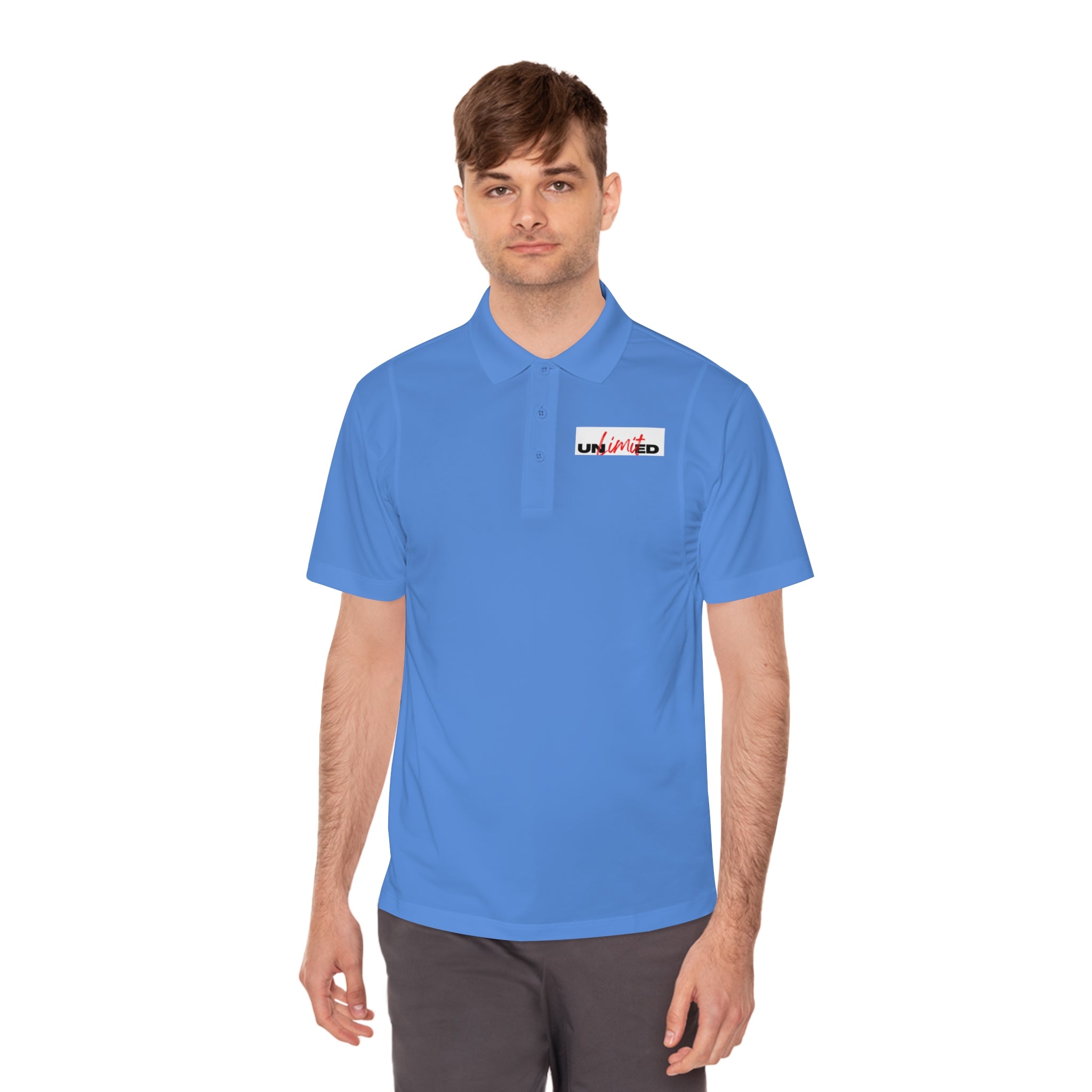 Unlimited Sport Polo — Men’s Performance Polo with 'Unlimited' Motivational Logo