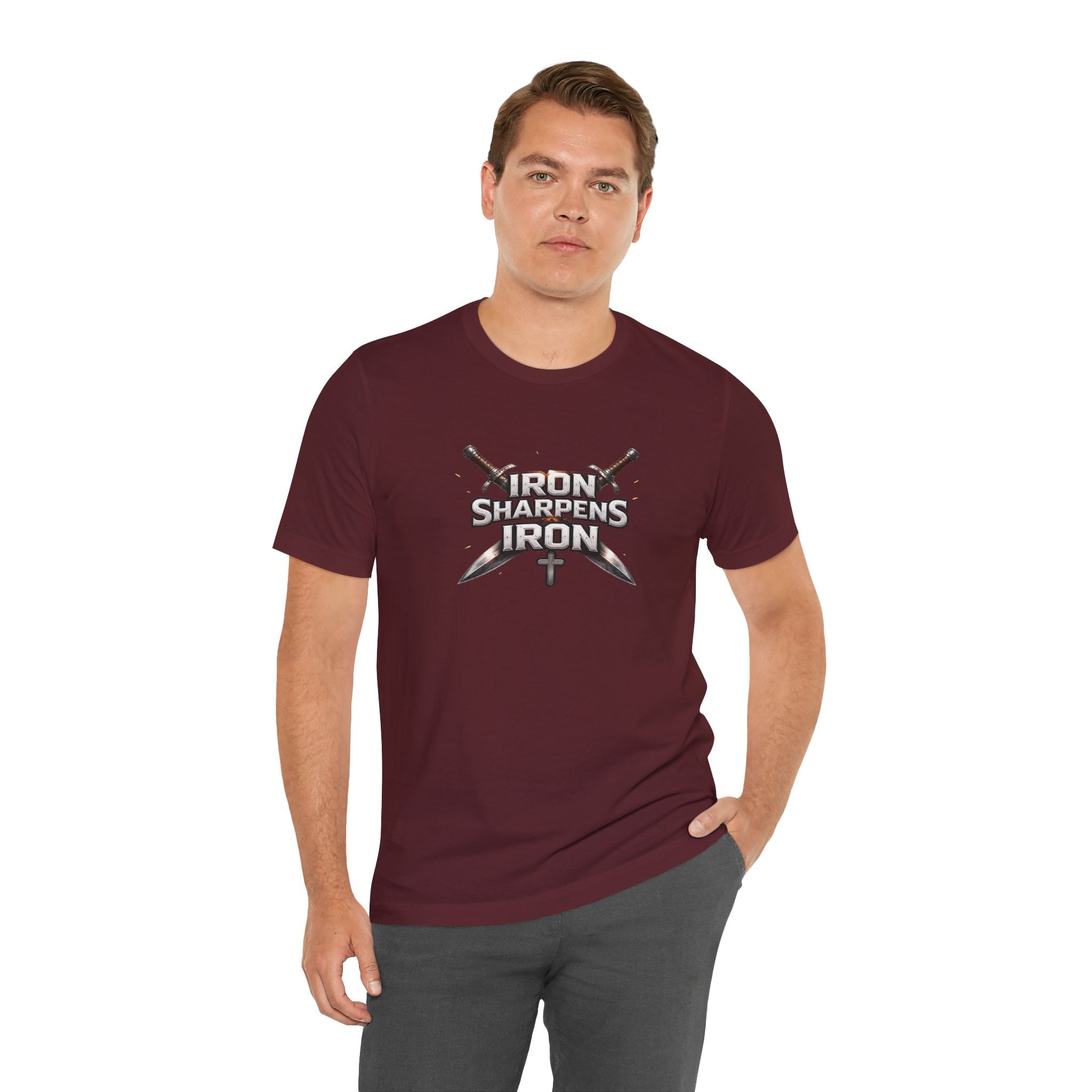 Iron Sharpens Iron T-Shirt — Christian Faith Cross & Swords Tee