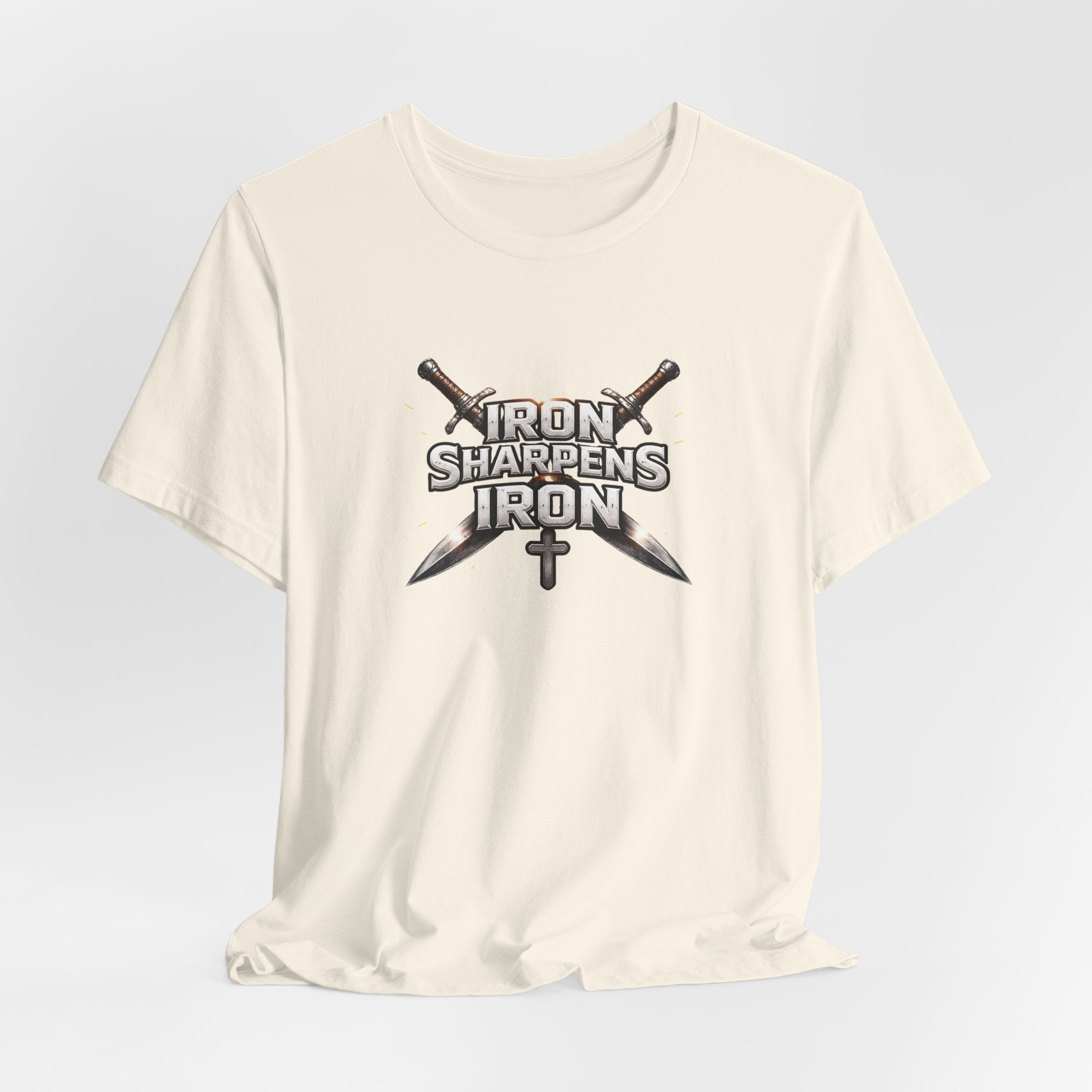 Iron Sharpens Iron T-Shirt — Christian Faith Cross & Swords Tee