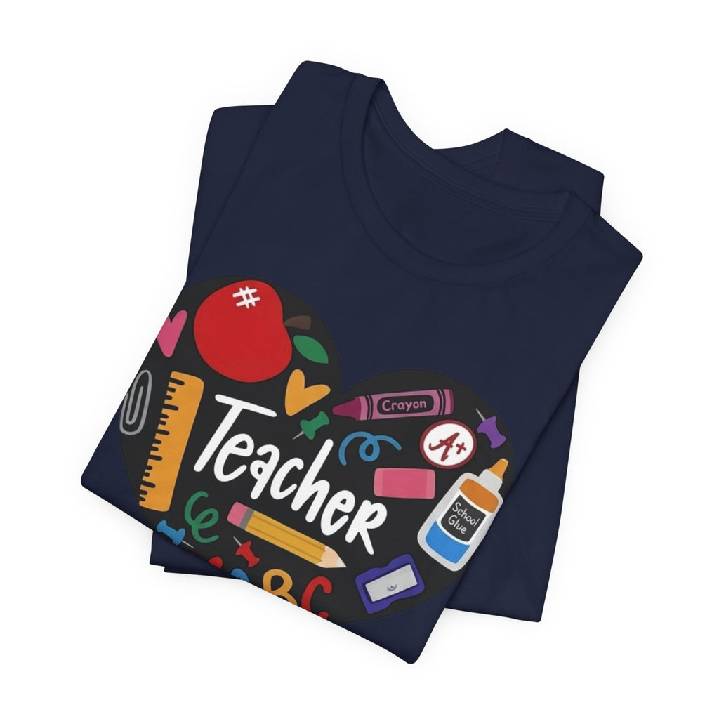 Teacher Heart Graphic Tee — Cute School Supply Design