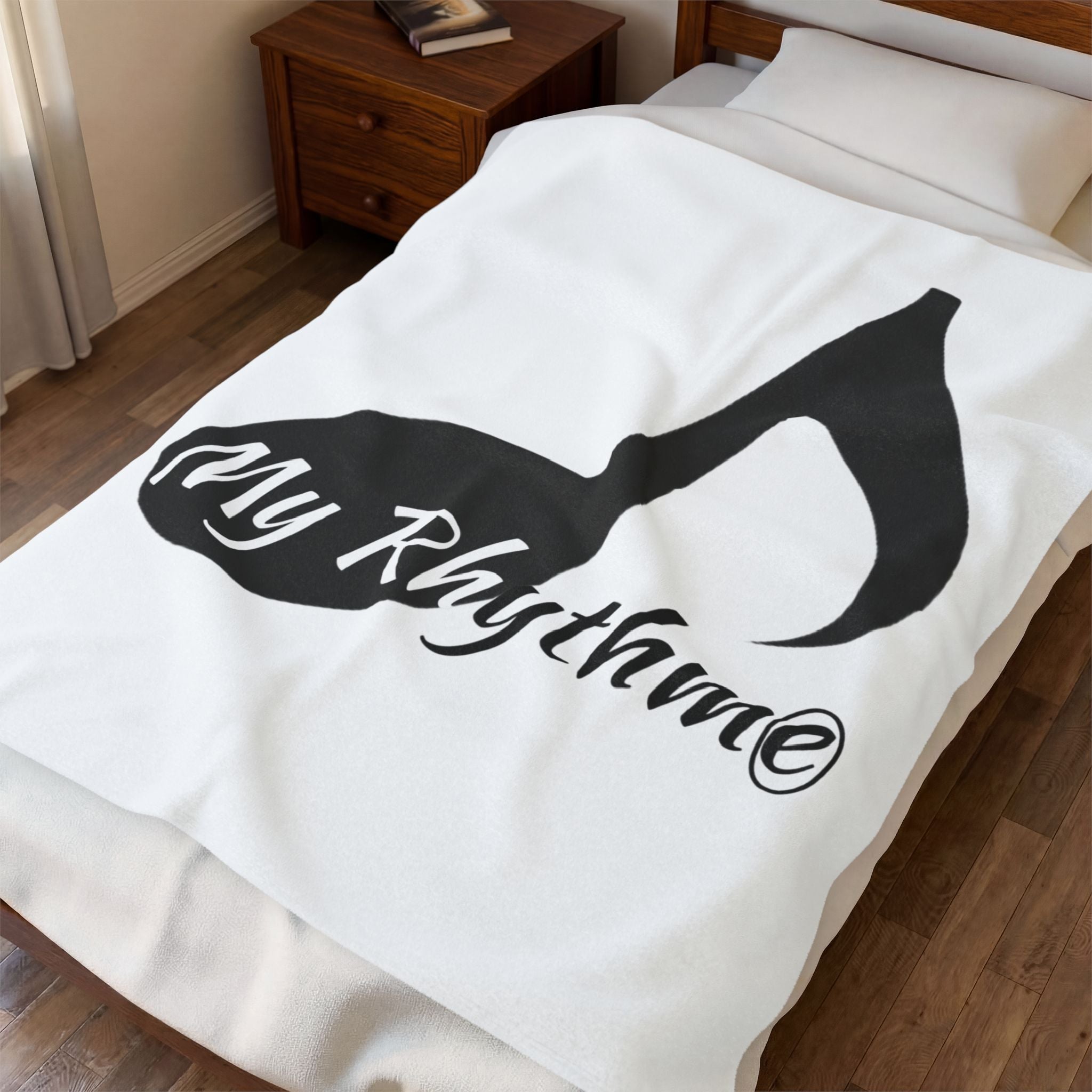 Velveteen Plush Blanket — "My Rhythme" Music Note Cozy Throw for Musicians & Music Lovers