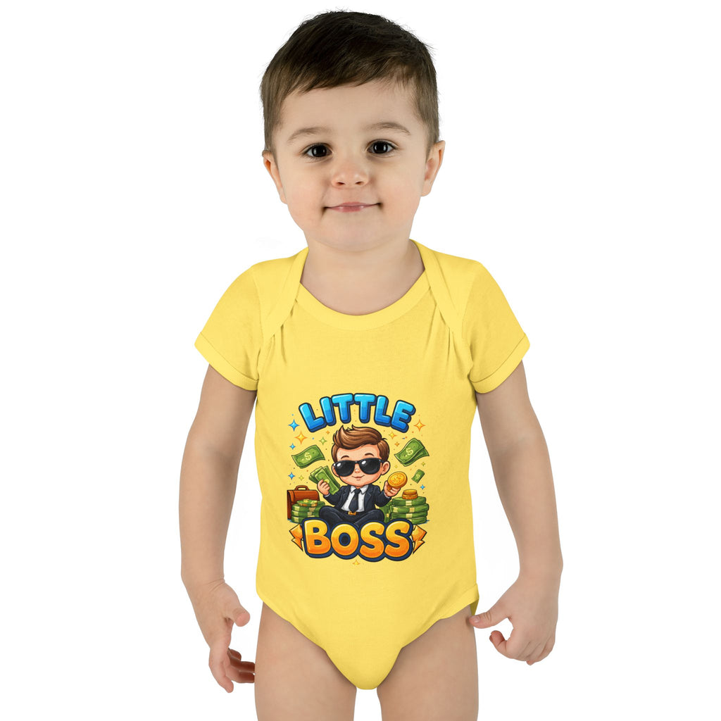 Little Boss Infant Bodysuit – Cute Baby Onesie with 'Little Boss' Cartoon Design