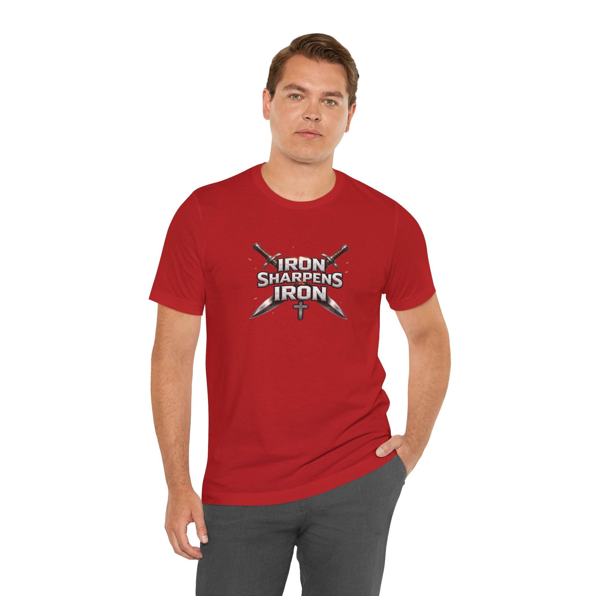 Iron Sharpens Iron T-Shirt — Christian Faith Cross & Swords Tee