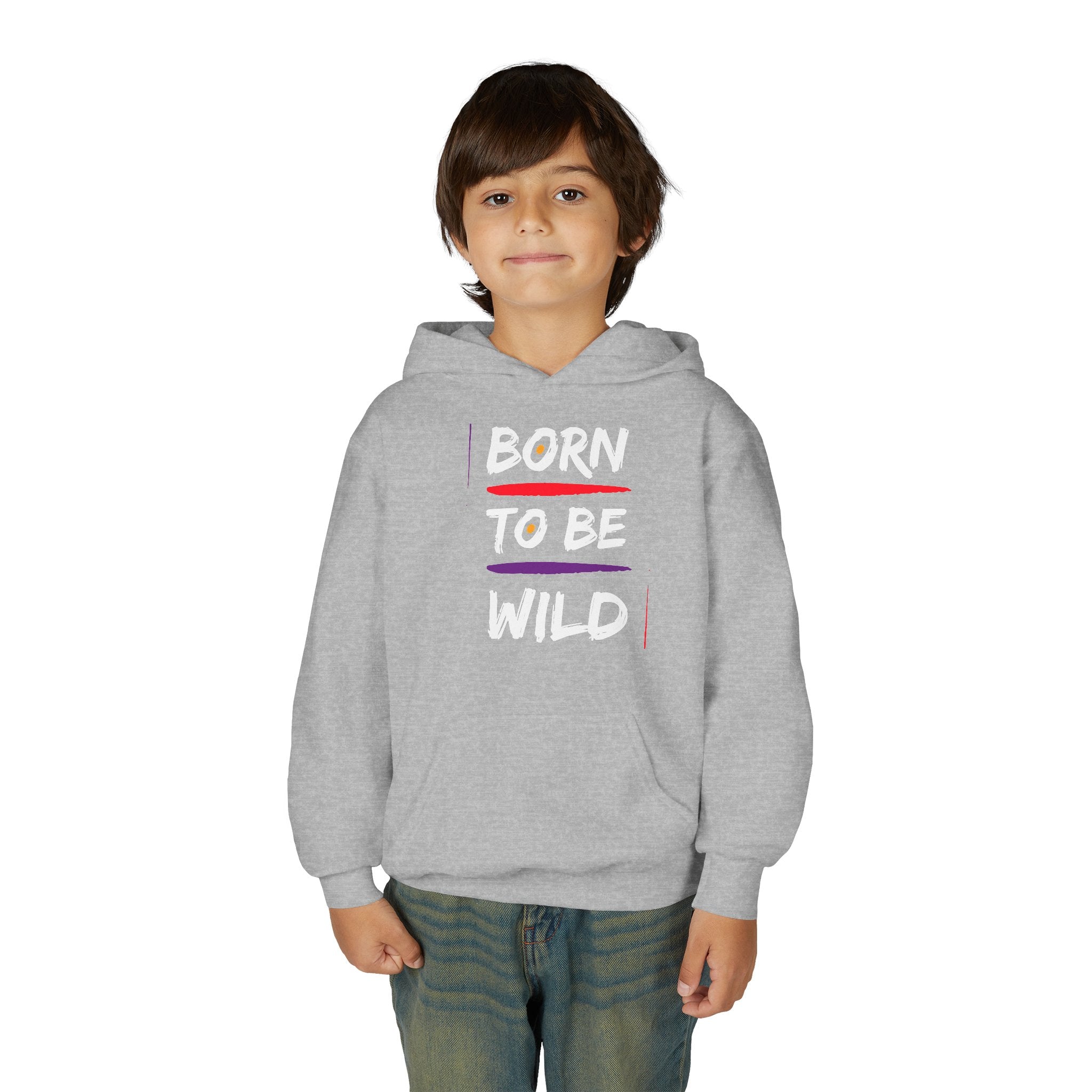 Minimalist Sunrise Stripe Youth Hoodie — Colorful Abstract Graphic Kids Sweatshirt