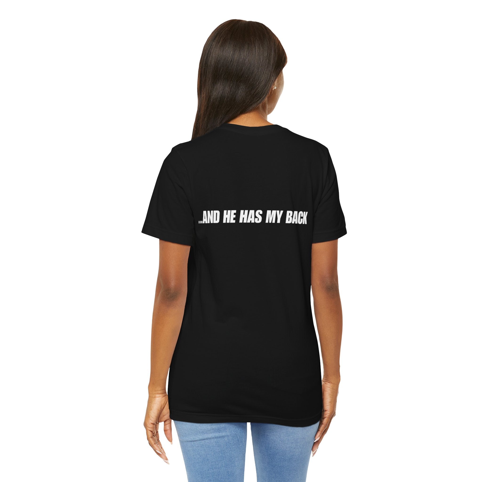 I'm Covered Tee — 'I'm Covered' Front & '...And He Has My Back' Back Christian Faith Shirt