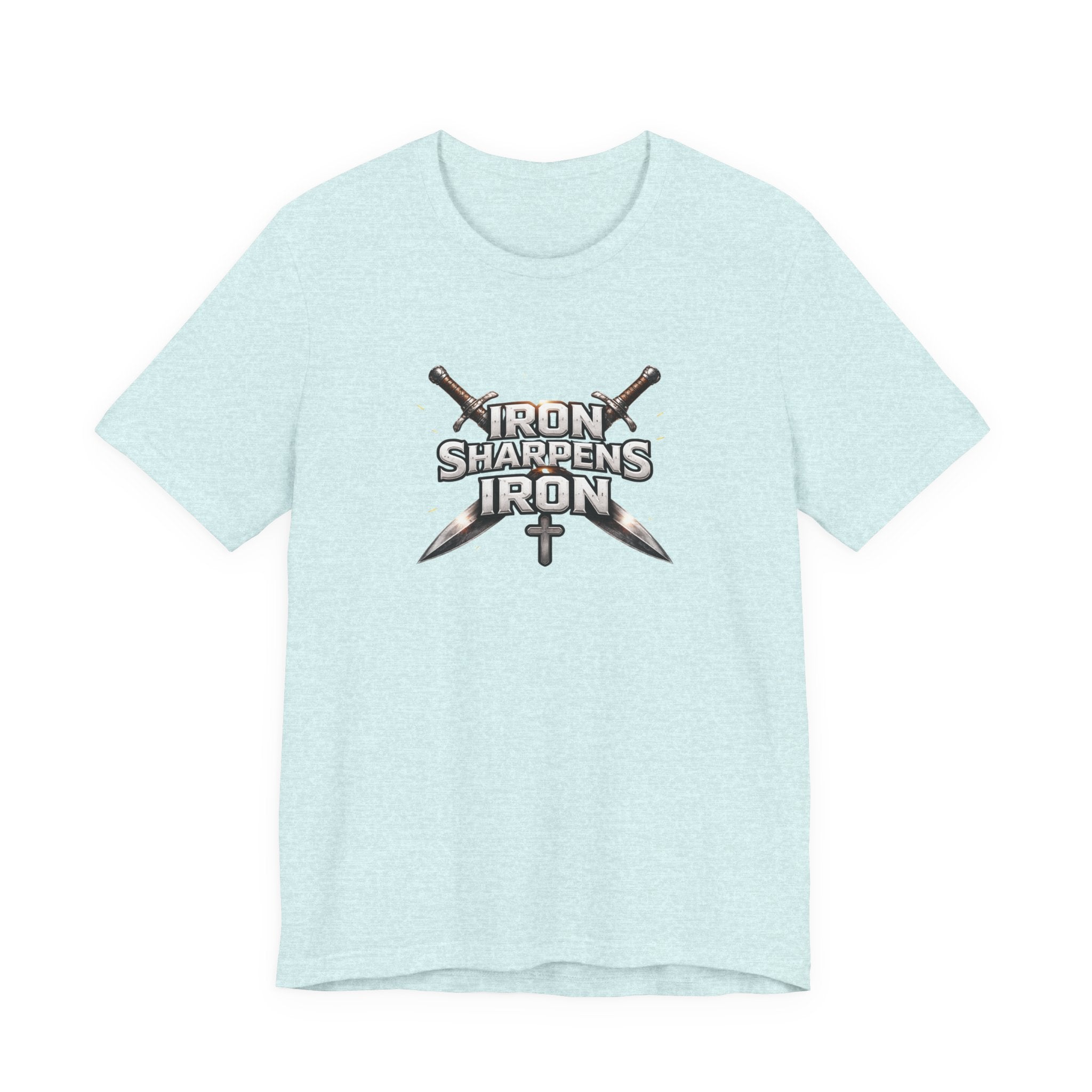 Iron Sharpens Iron T-Shirt — Christian Faith Cross & Swords Tee