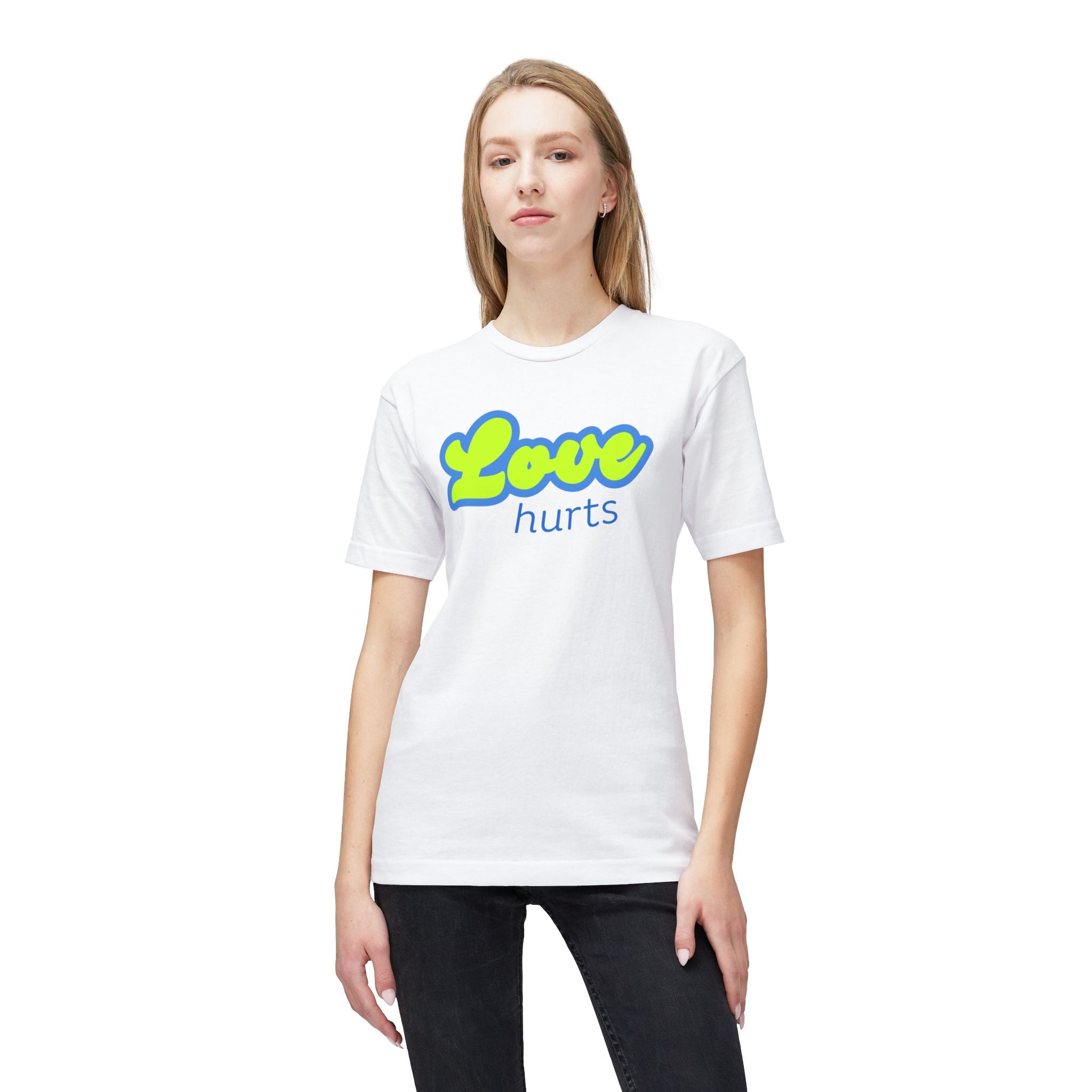 Love Hurts T‑Shirt — "Love hurts" Script Tee with Back "...but hate kills"