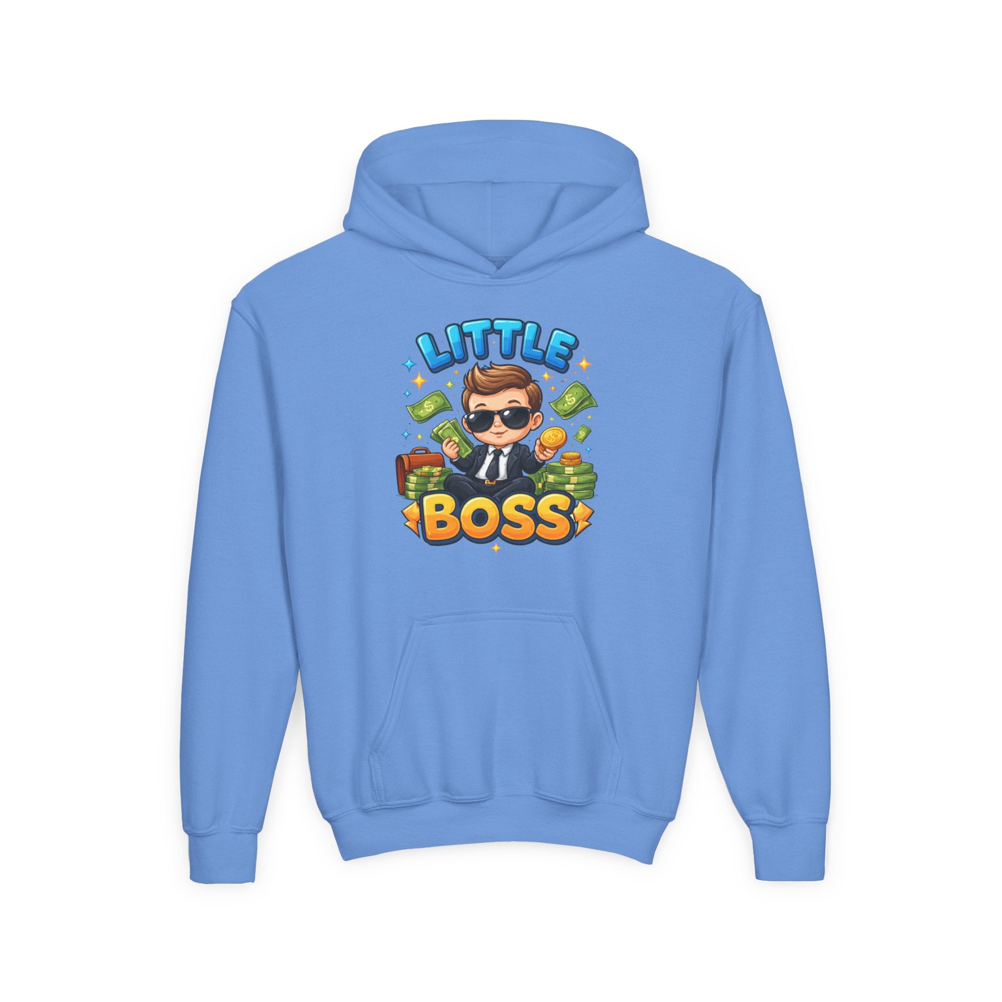 Youth Hoodie — "Little Boss" Cute Kid Money Cartoon Pullover