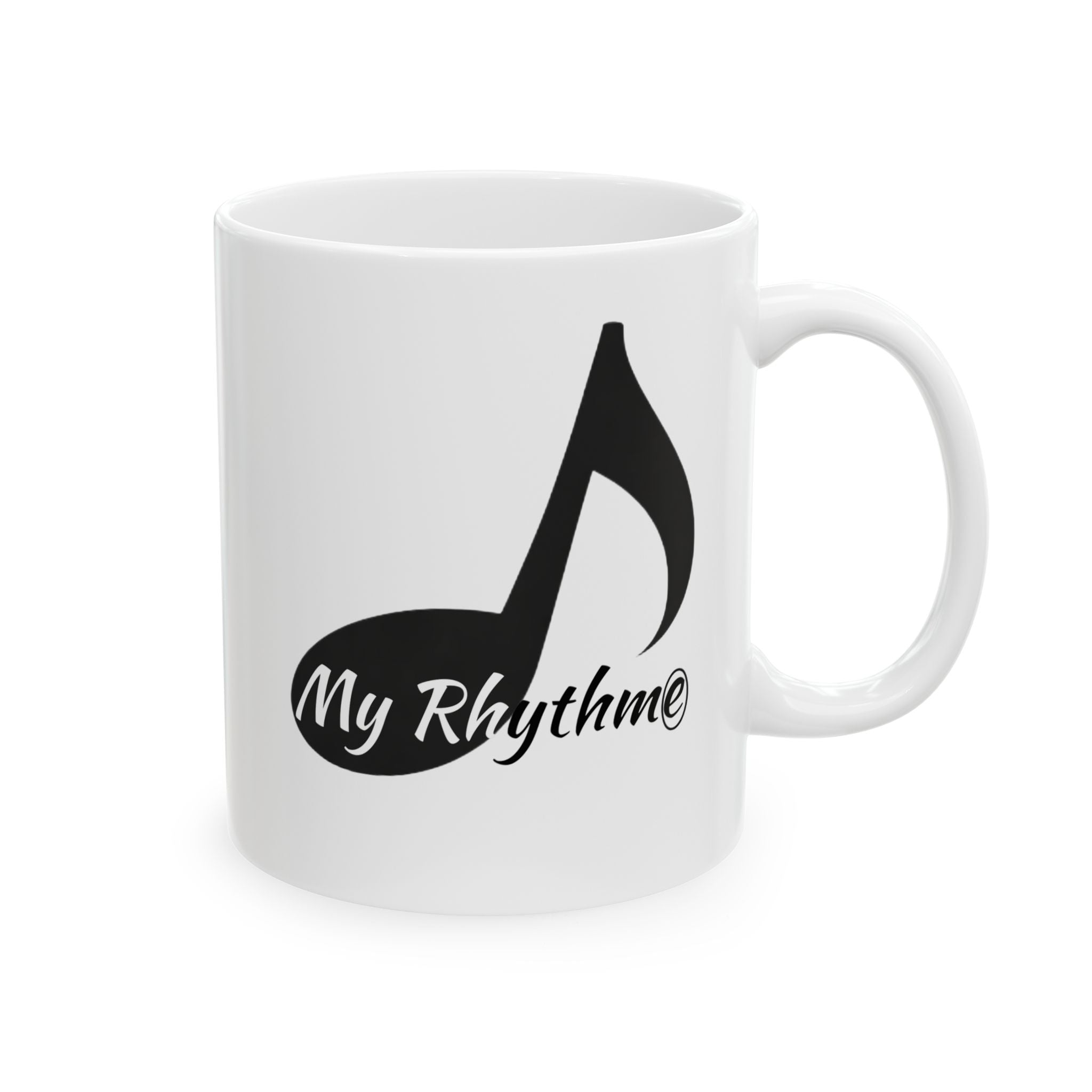 Coffee Mug — 'My Rhythme' Black Flame Teardrop Design (11oz, 15oz)