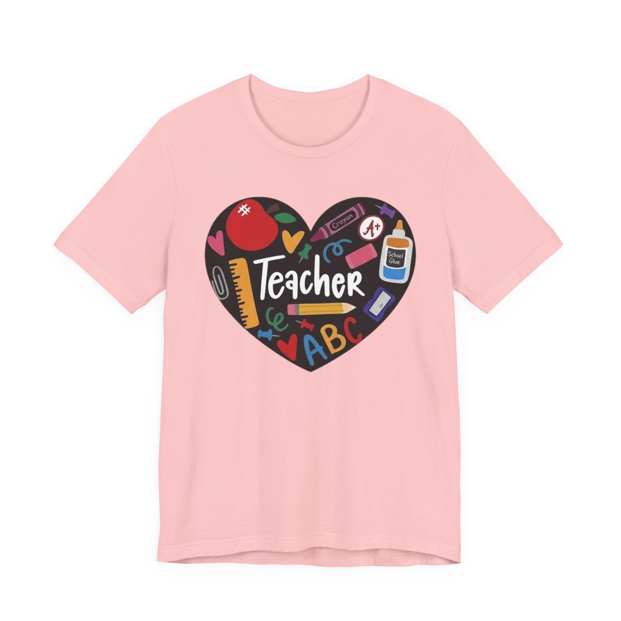 Teacher Heart Graphic Tee — Cute School Supply Design