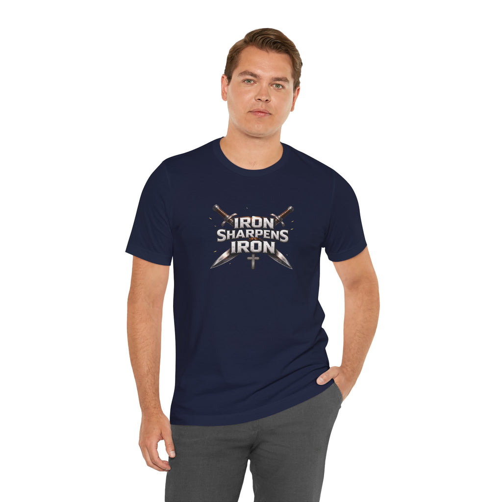 Iron Sharpens Iron T-Shirt — Christian Faith Cross & Swords Tee