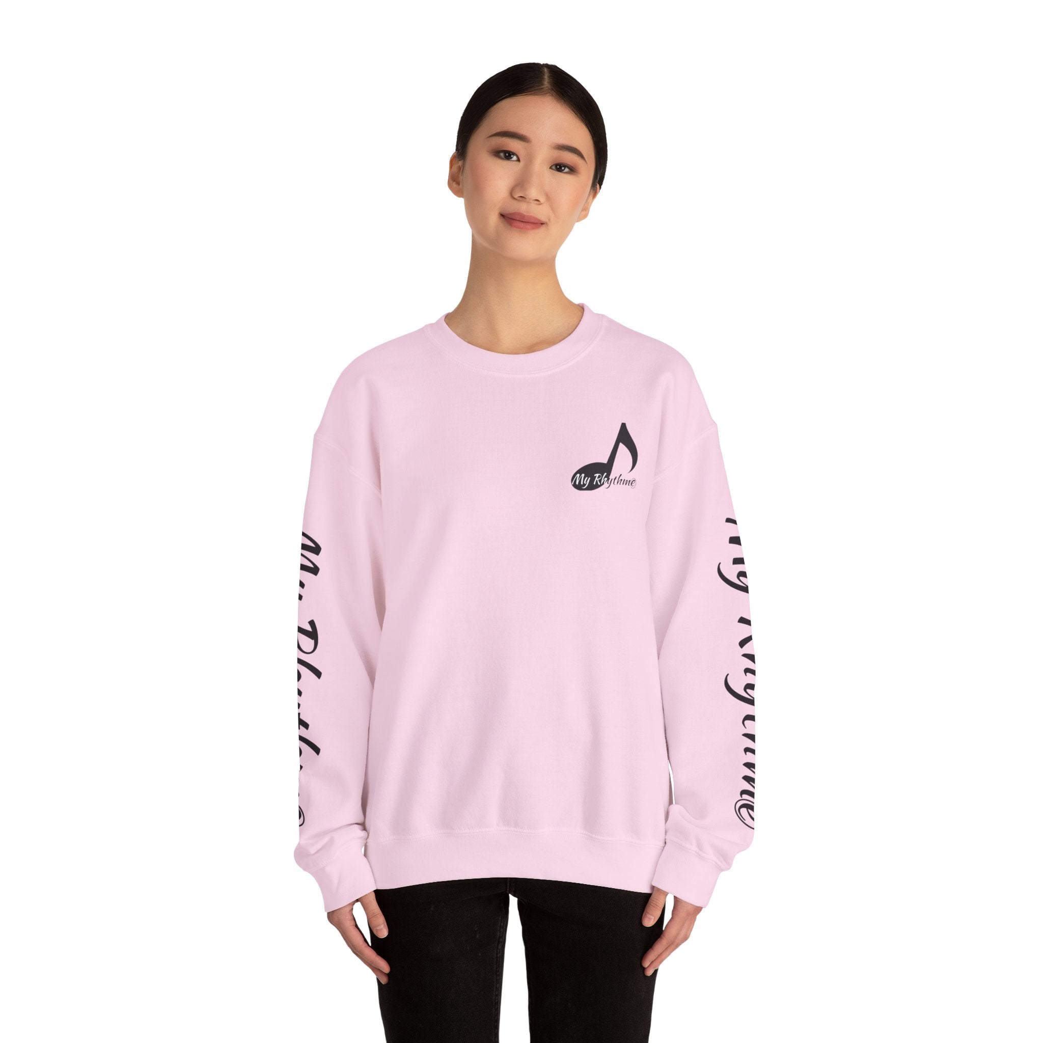 Music Note Crewneck Sweatshirt — "My Rhythme" Graphic for Musicians & Music Lovers