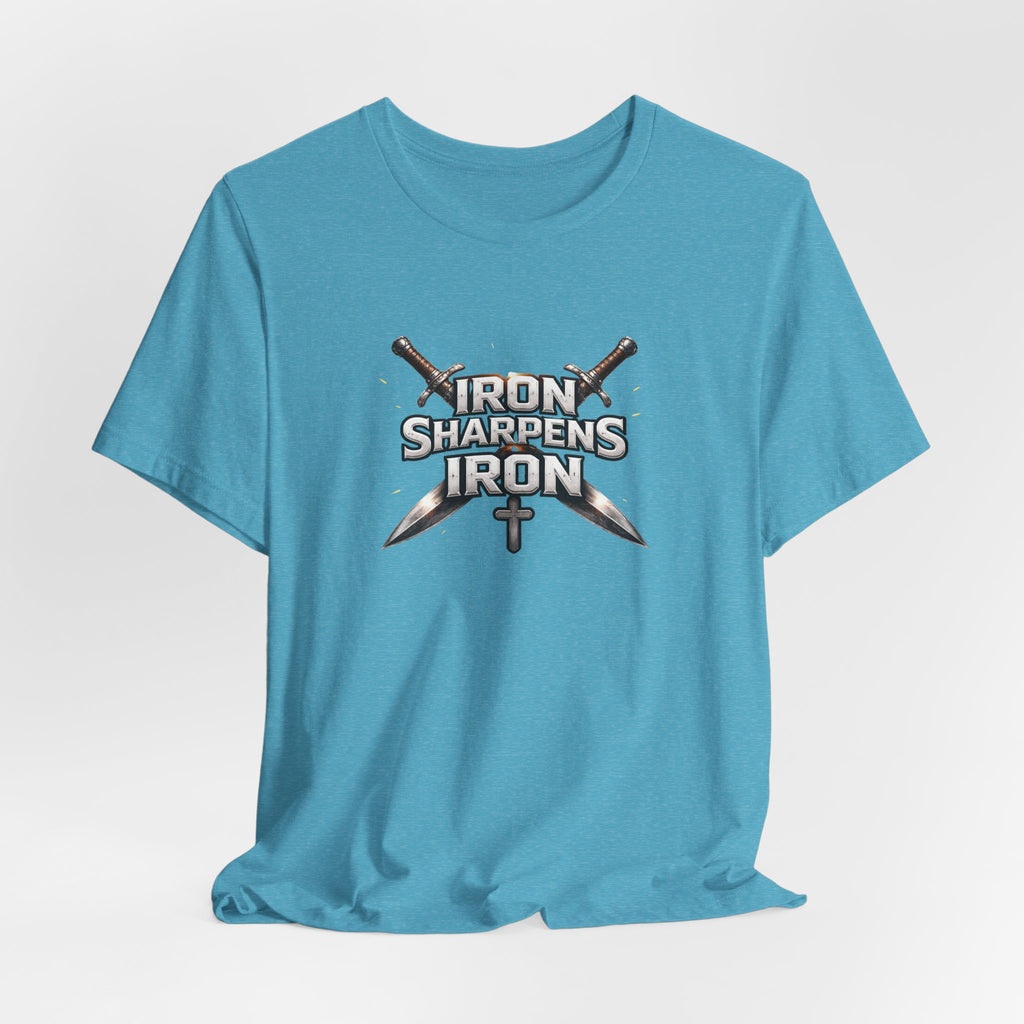 Iron Sharpens Iron T-Shirt — Christian Faith Cross & Swords Tee