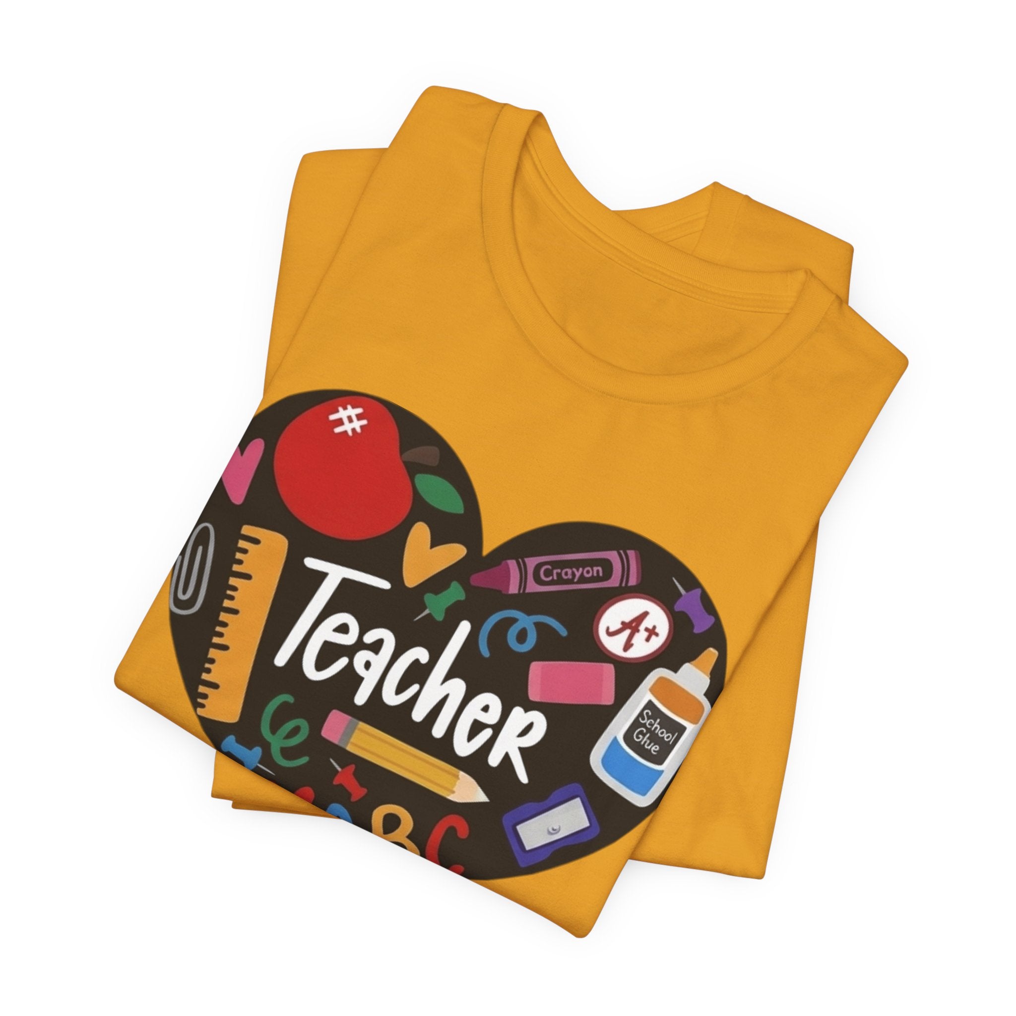 Teacher Heart Graphic Tee — Cute School Supply Design
