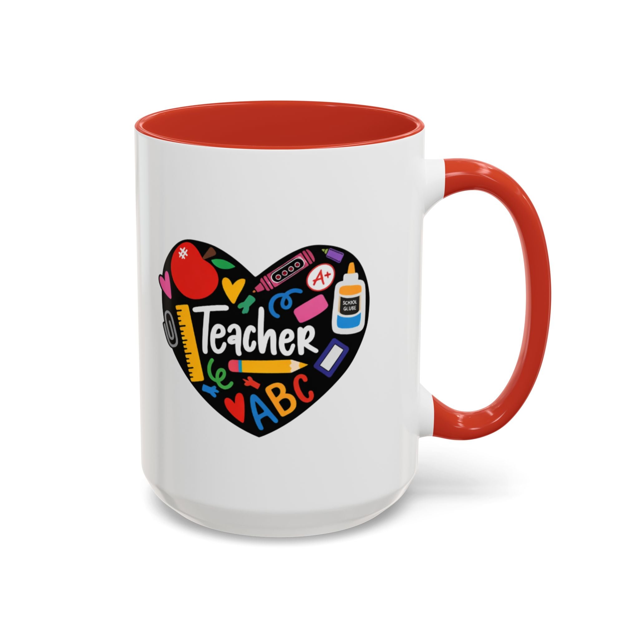 Teacher Heart Accent Coffee Mug — Teacher Appreciation Gift (11/15oz)