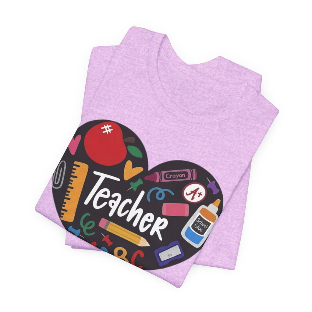 Teacher Heart Graphic Tee — Cute School Supply Design
