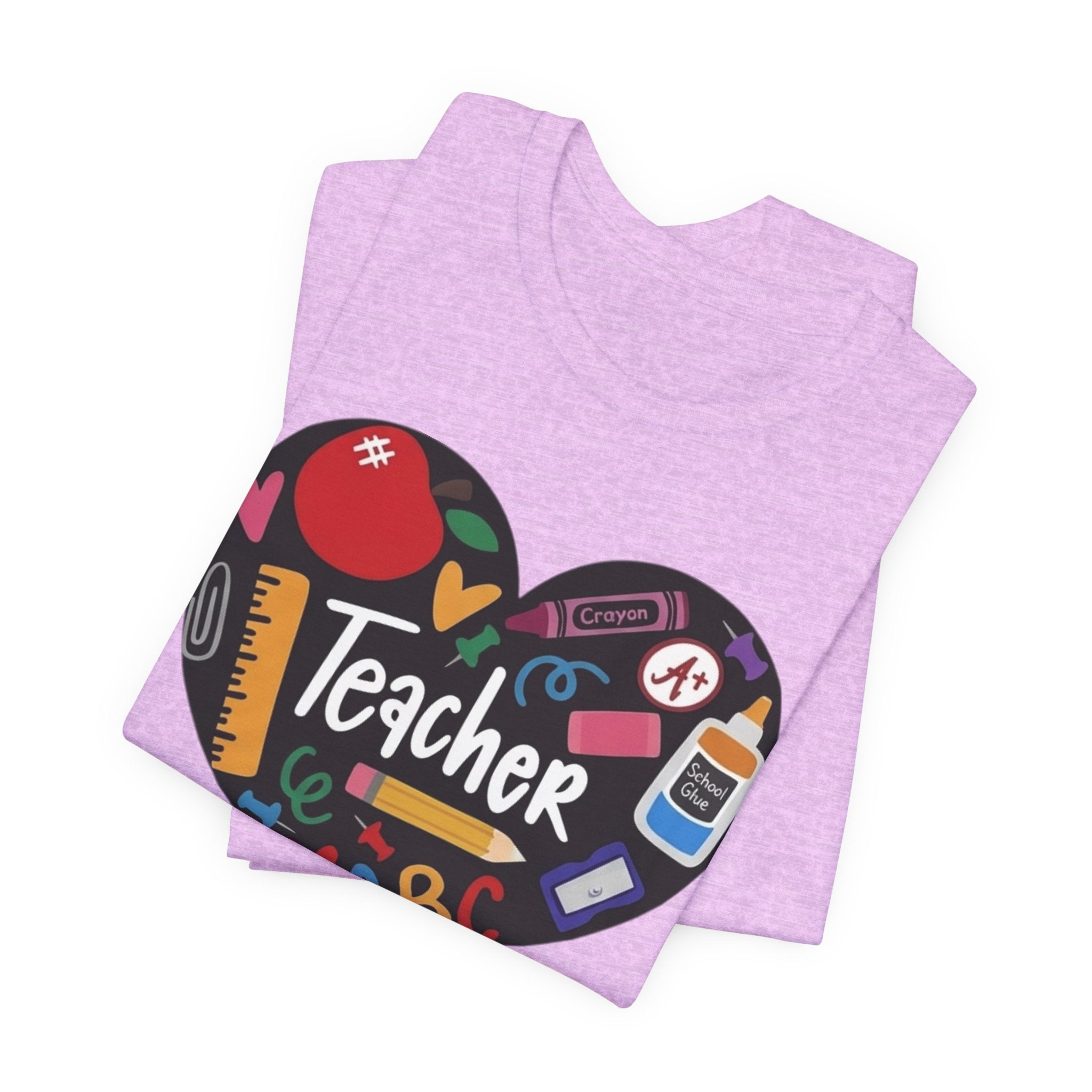 Teacher Heart Graphic Tee — Cute School Supply Design