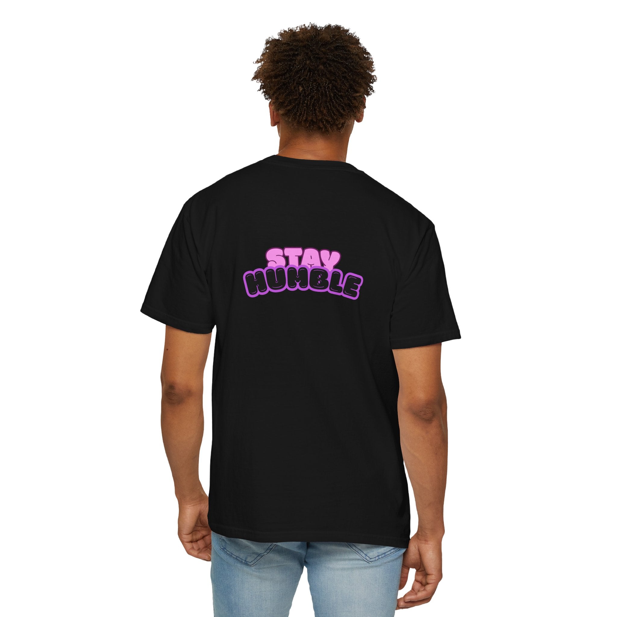 Stay Humble Graphic T-Shirt — Retro Pink & Black Text Tee