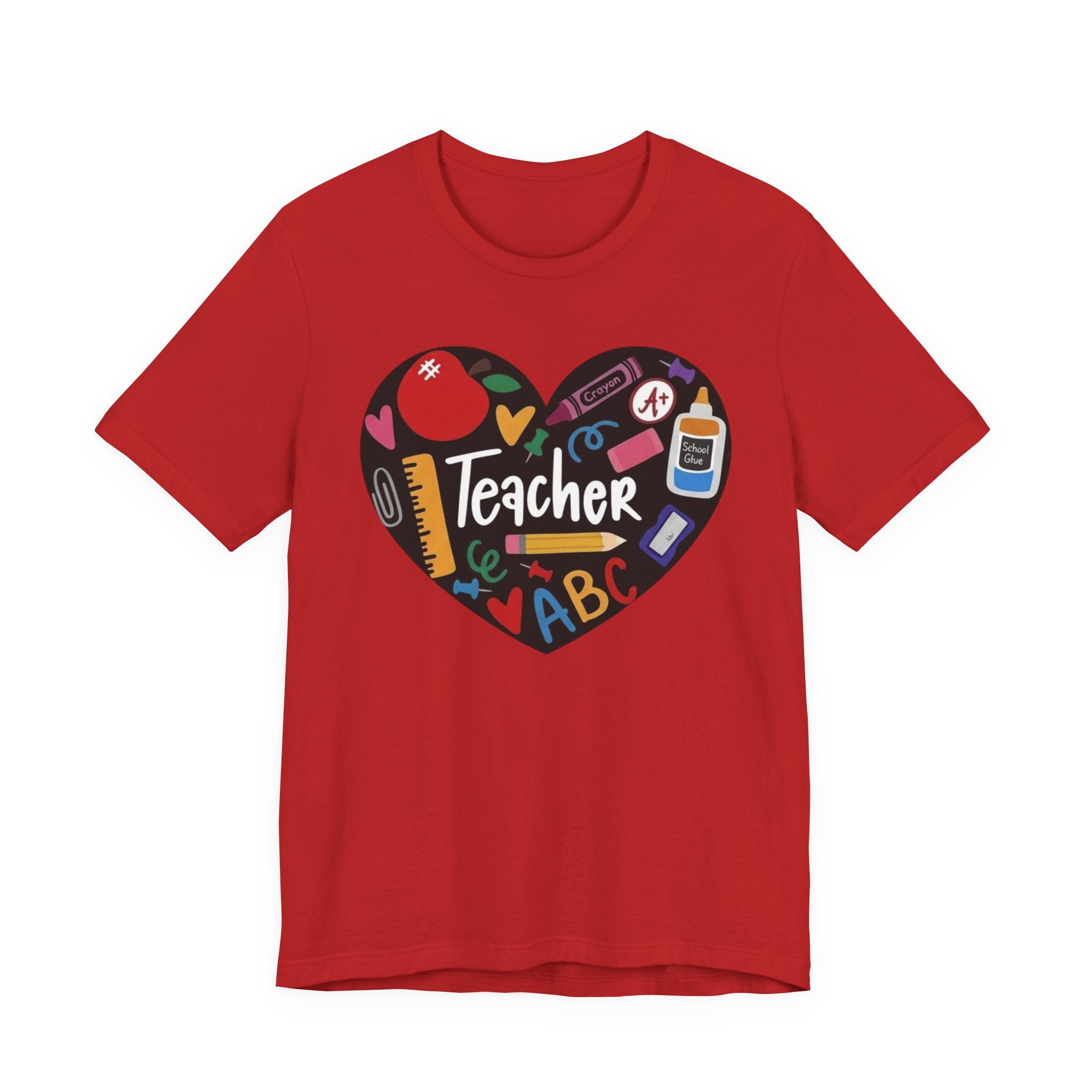 Teacher Heart Graphic Tee — Cute School Supply Design