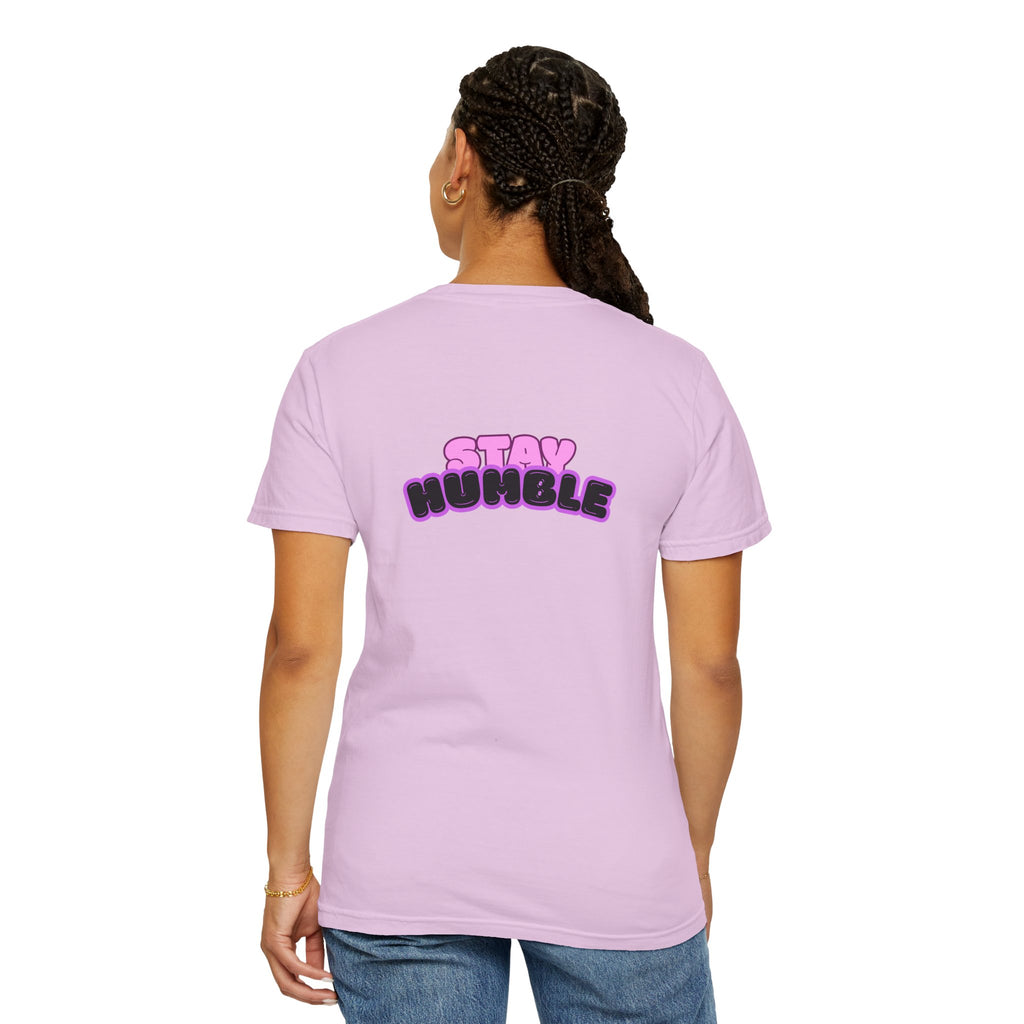 Stay Humble Graphic T-Shirt — Retro Pink & Black Text Tee