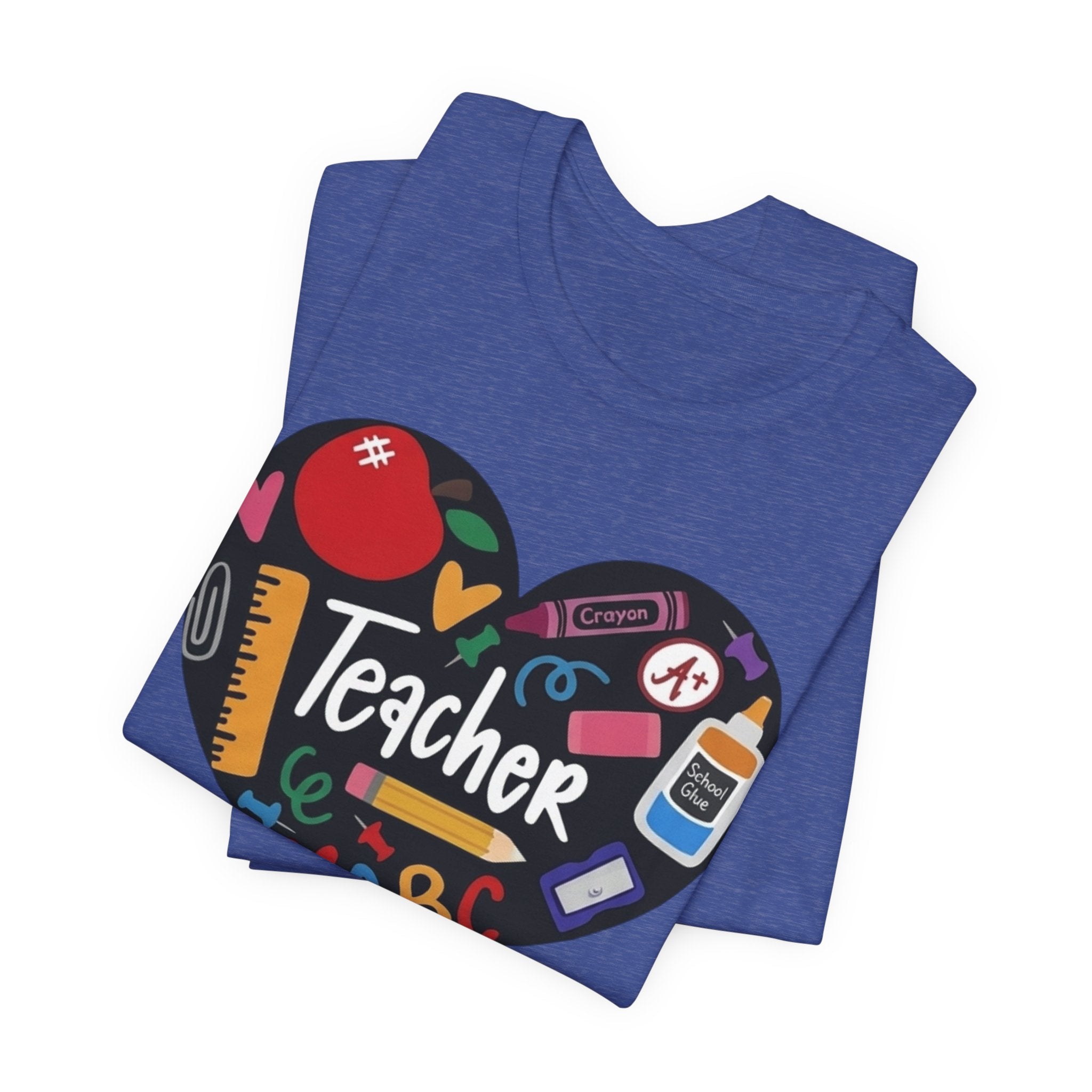 Teacher Heart Graphic Tee — Cute School Supply Design